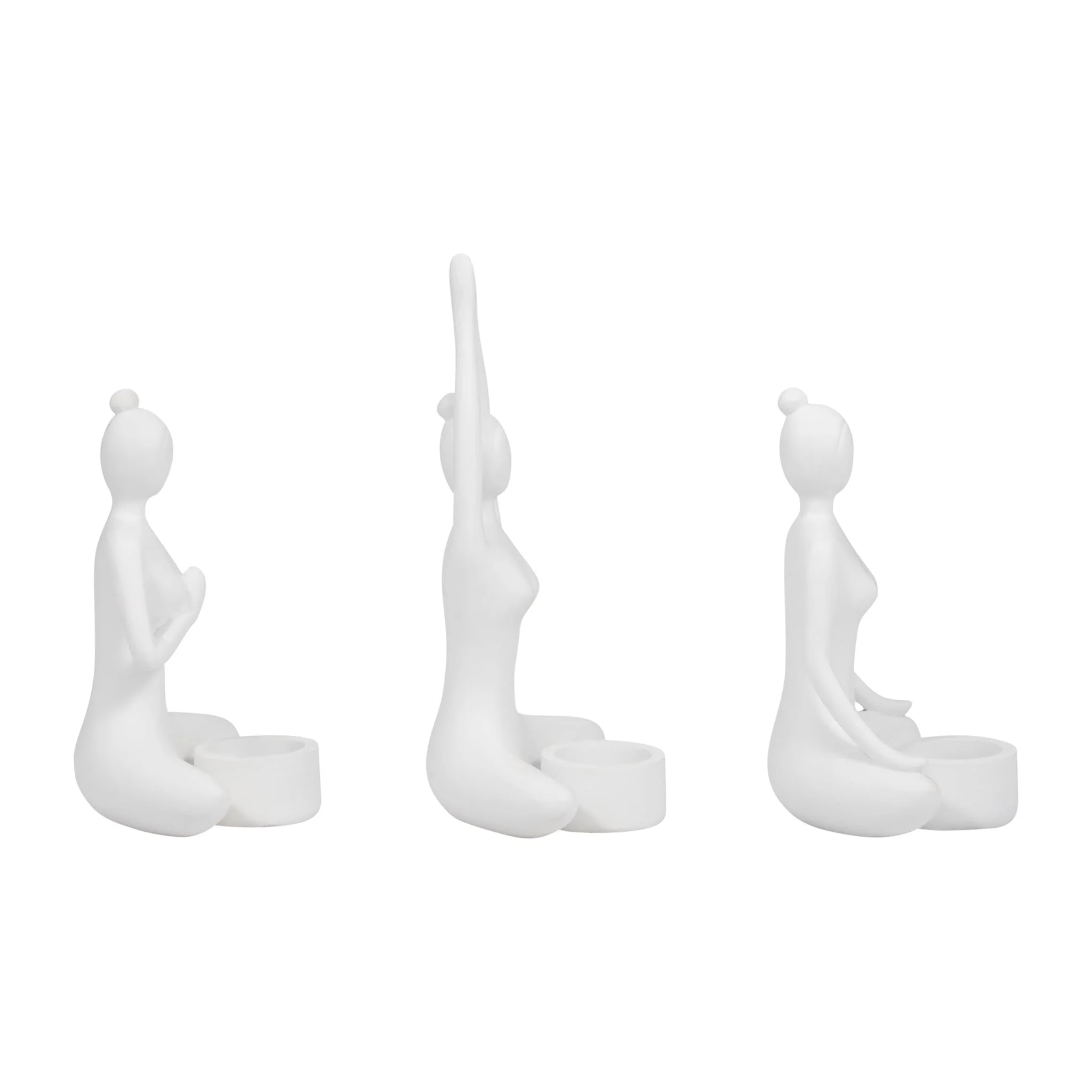 S/3 9" Resin Candle Holder,white - Image 4