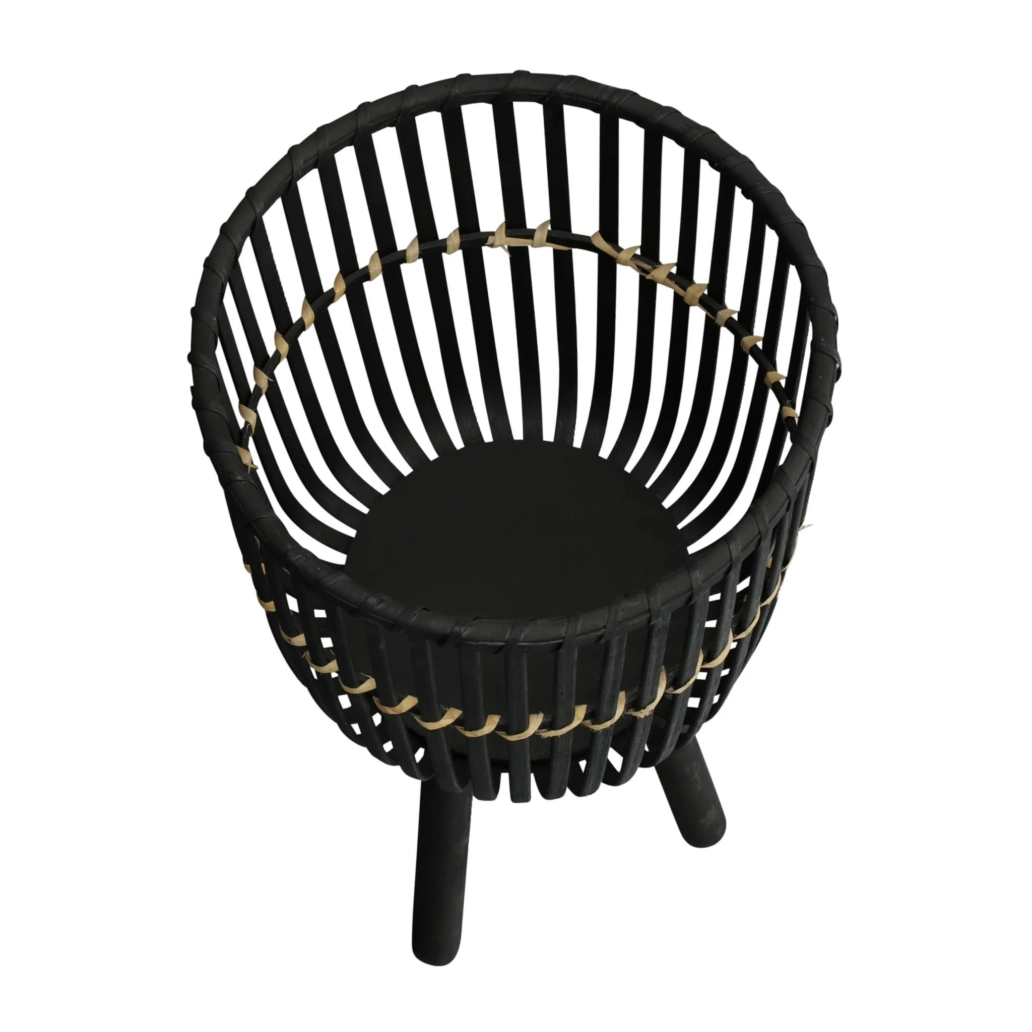 S/3 Bamboo Footed Planters 11/13/15", Black - Image 2