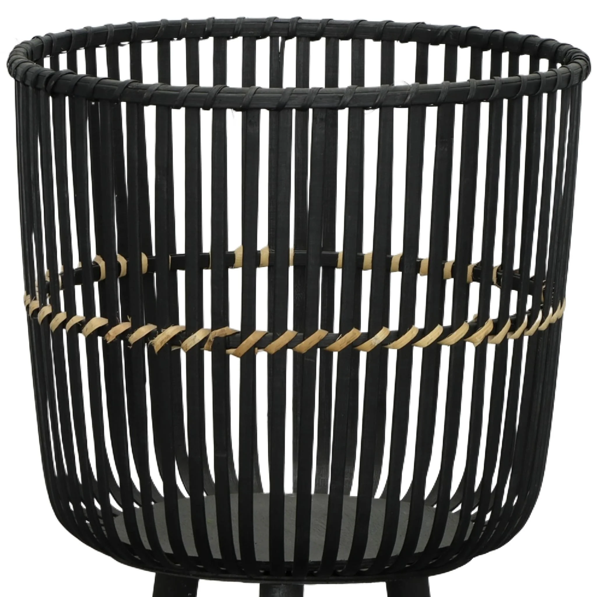 S/3 Bamboo Footed Planters 11/13/15", Black - Image 4