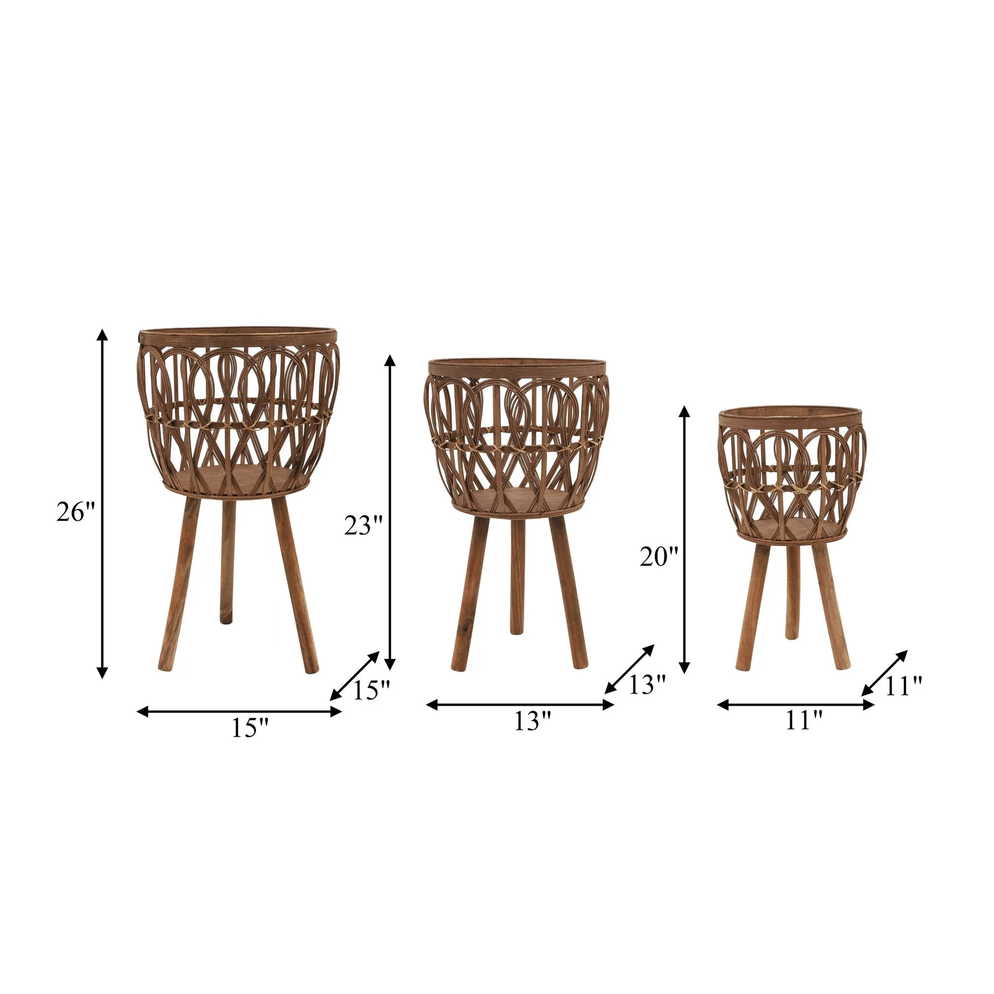 S/3 Bamboo Planters 11/13/15" Brown - Image 8