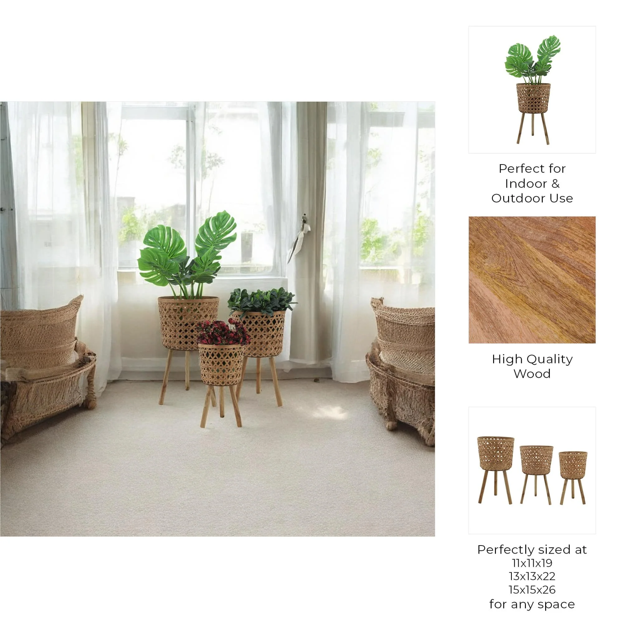 S/3 Bamboo Planters 11/13/15" Natural - Image 7