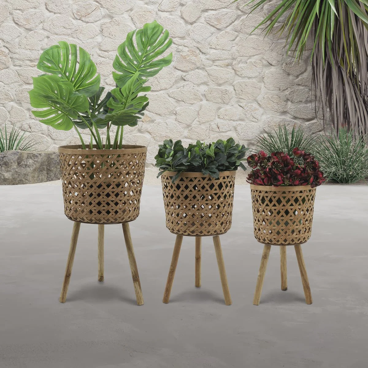 S/3 Bamboo Planters 11/13/15" Natural - Image 8