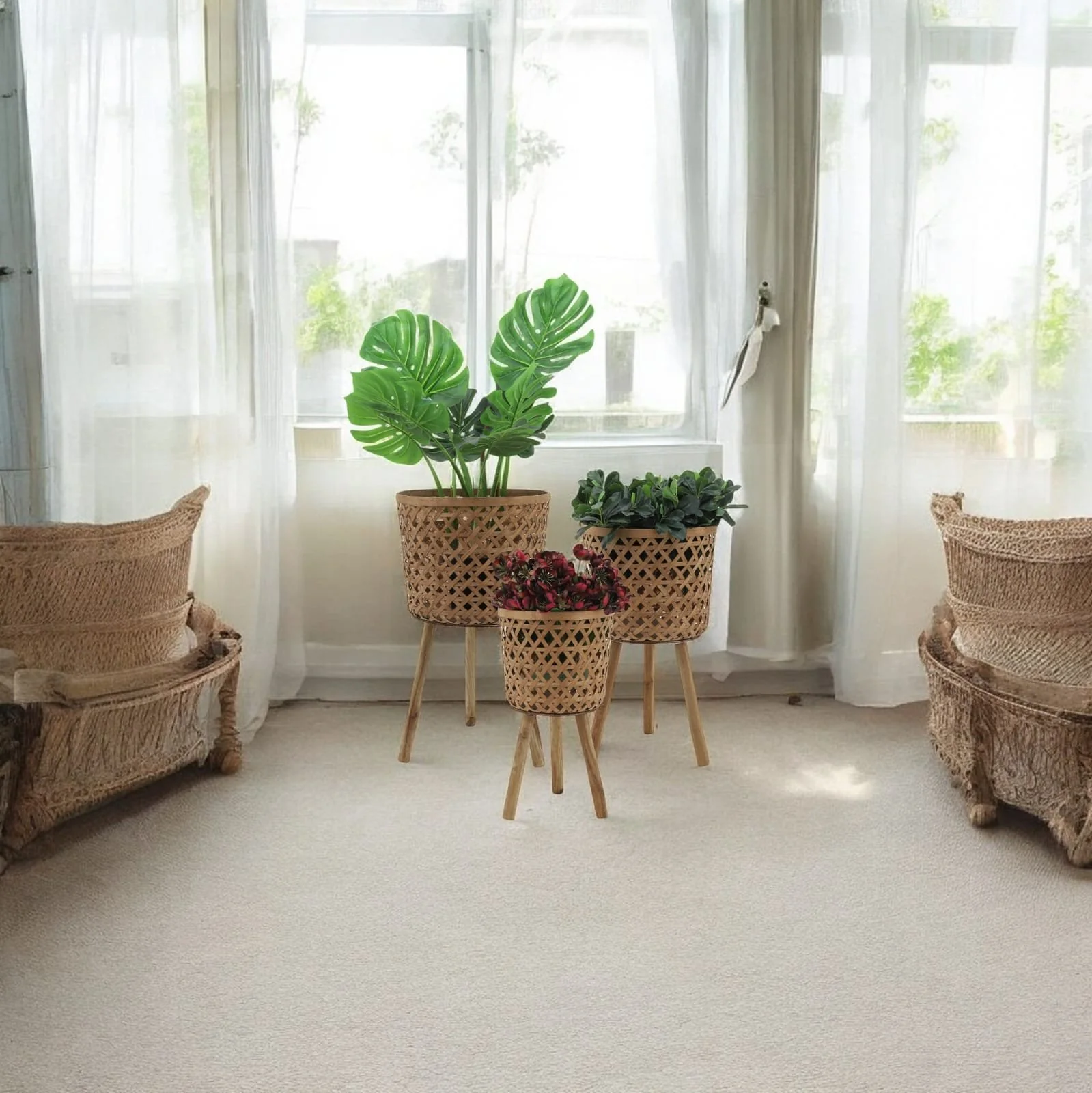 S/3 Bamboo Planters 11/13/15" Natural - Image 9