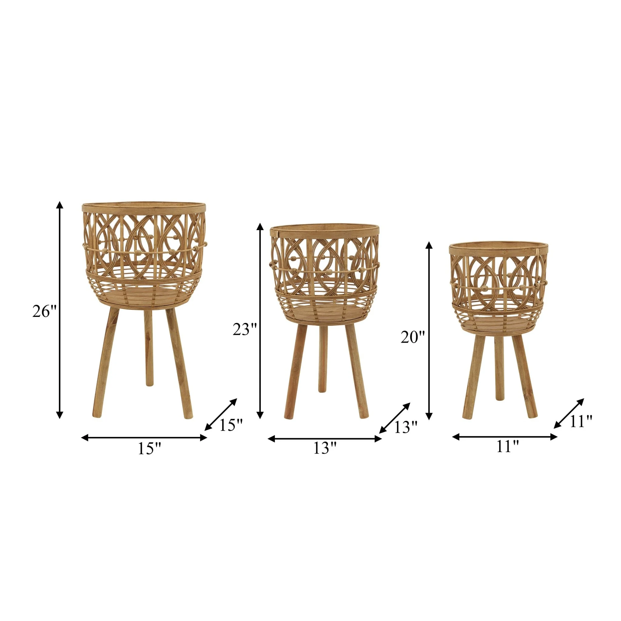S/3 Bamboo Planters 11/13/15" Natural - Image 8