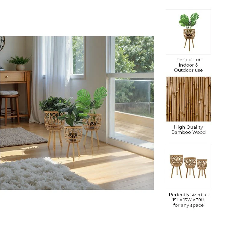 S/3 Bamboo Planters 11/13/15" Natural - Image 9