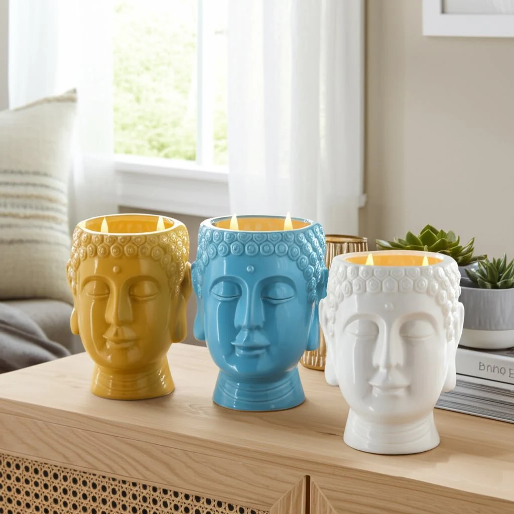 S/3 Buddha Citronella Candle, 8.5" Multi 40oz - Image 11