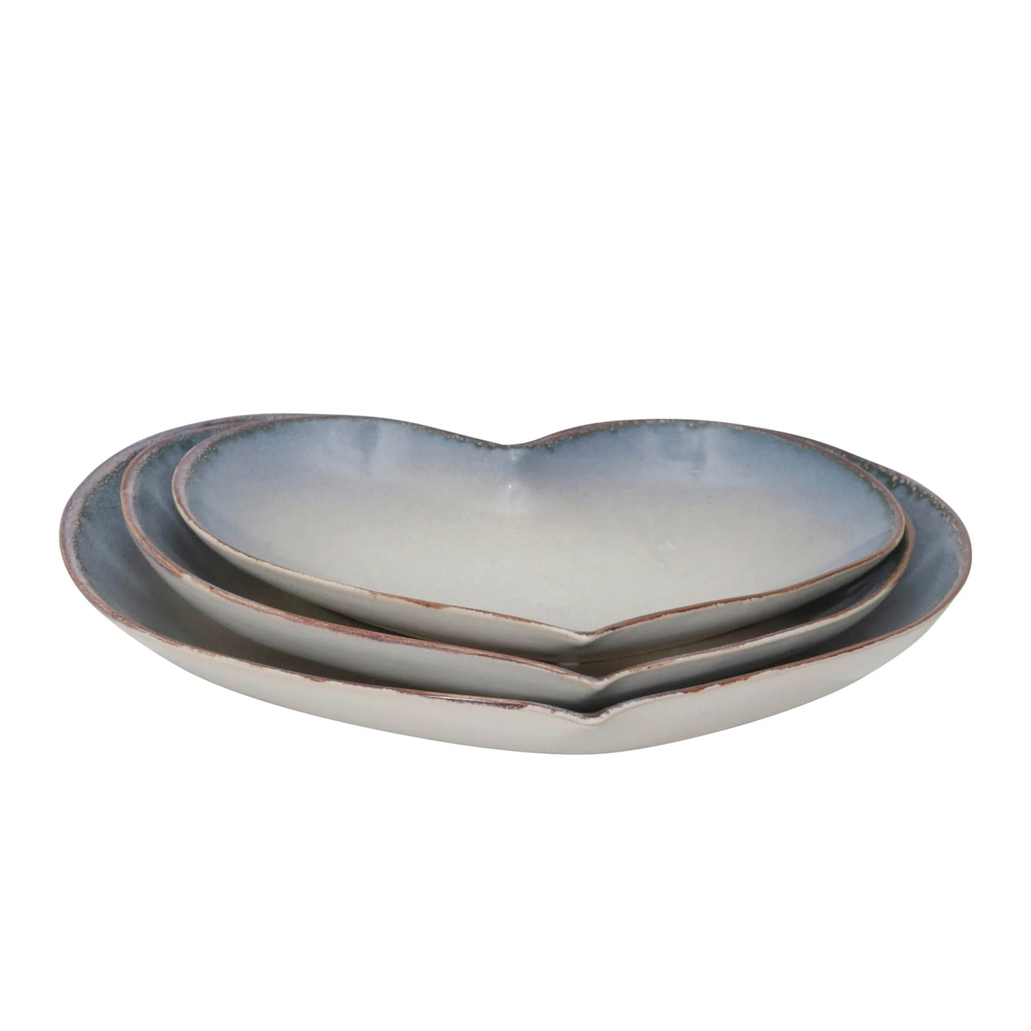 S/3 Ceramic 15 / 13 /12" Heartplates, Blue Fade - Image 4