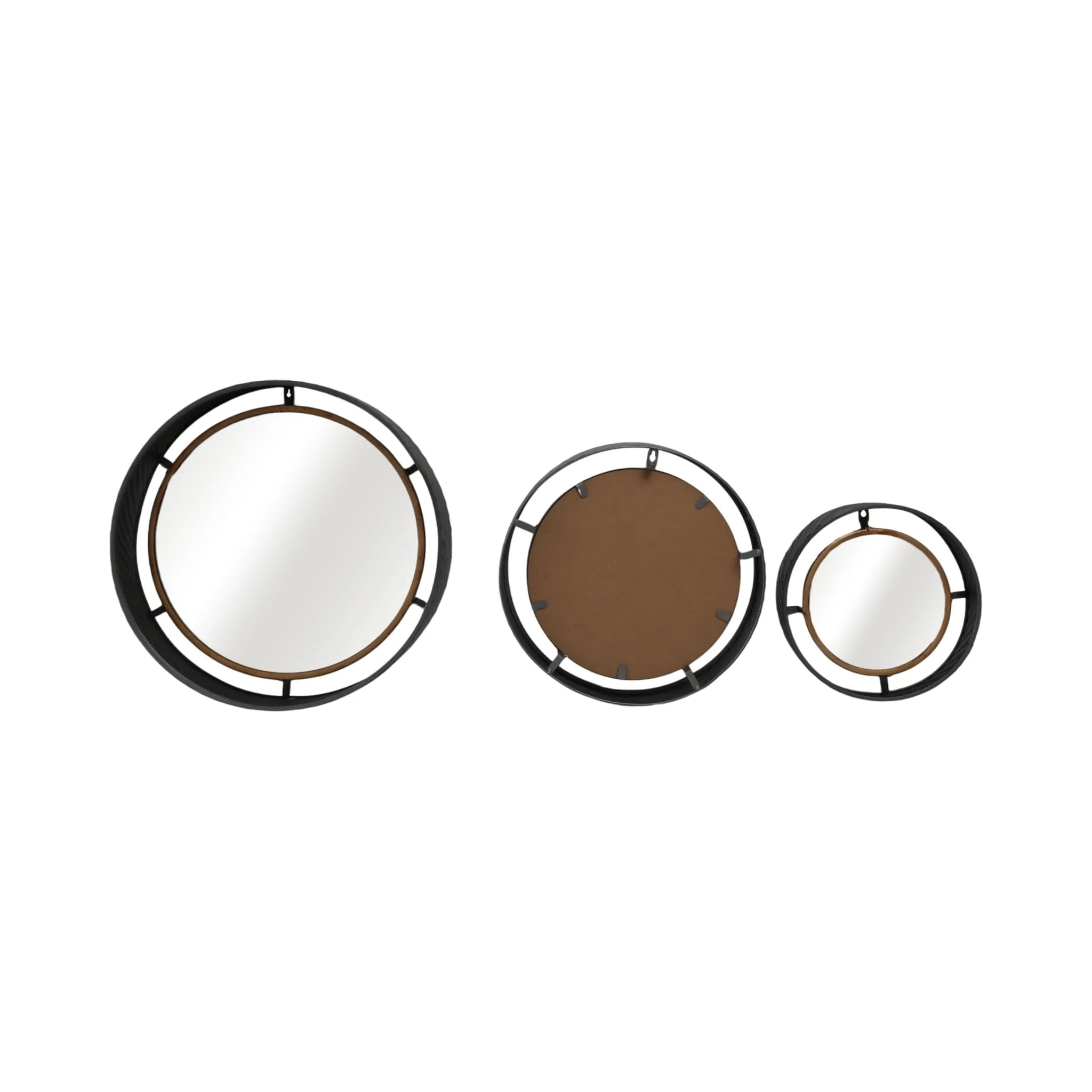 S/3 Decorative Metal Frame Wall Mirrors, Gold - Image 6