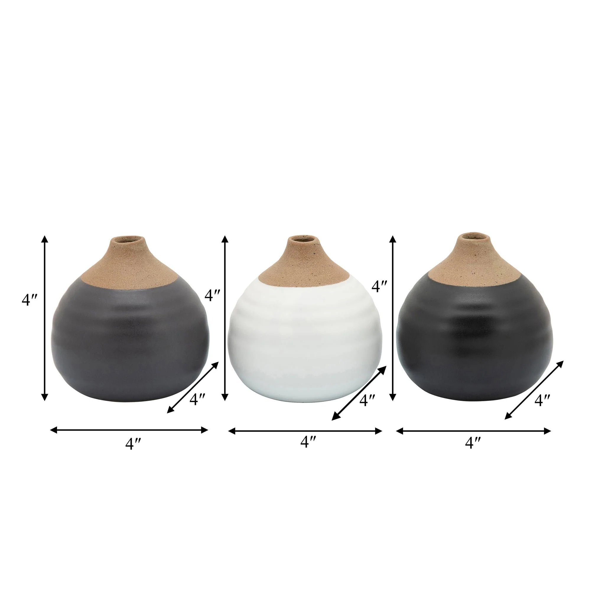 S/3 Matte Bud Vases, Black/gray/white - Image 6