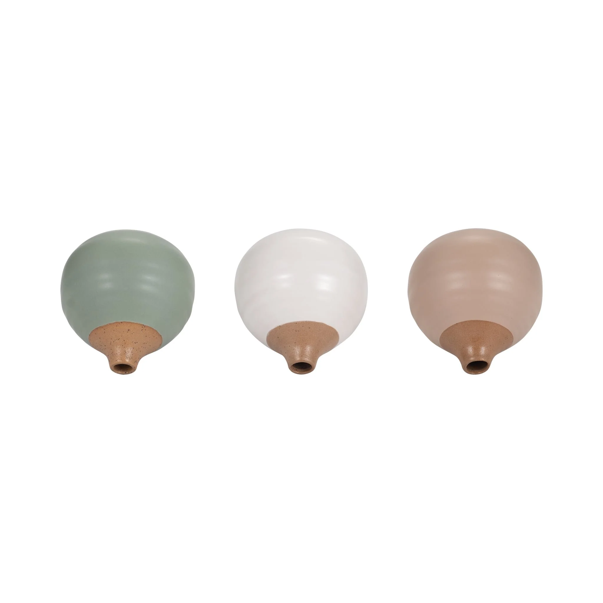 S/3 Matte Bud Vases, Creme/drk Sage/cotton White - Image 6