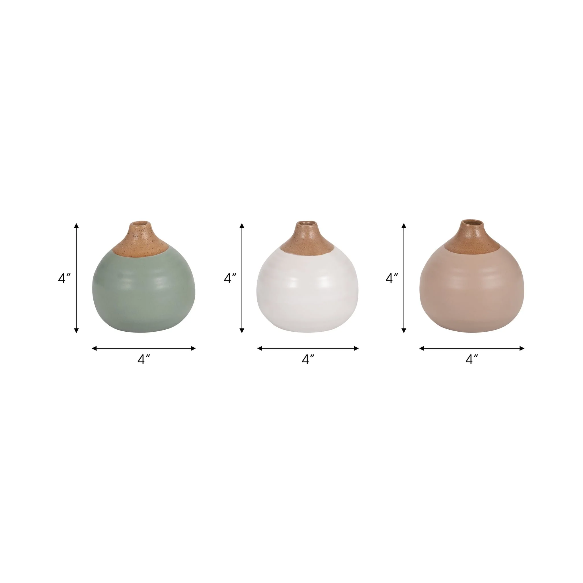 S/3 Matte Bud Vases, Creme/drk Sage/cotton White - Image 8