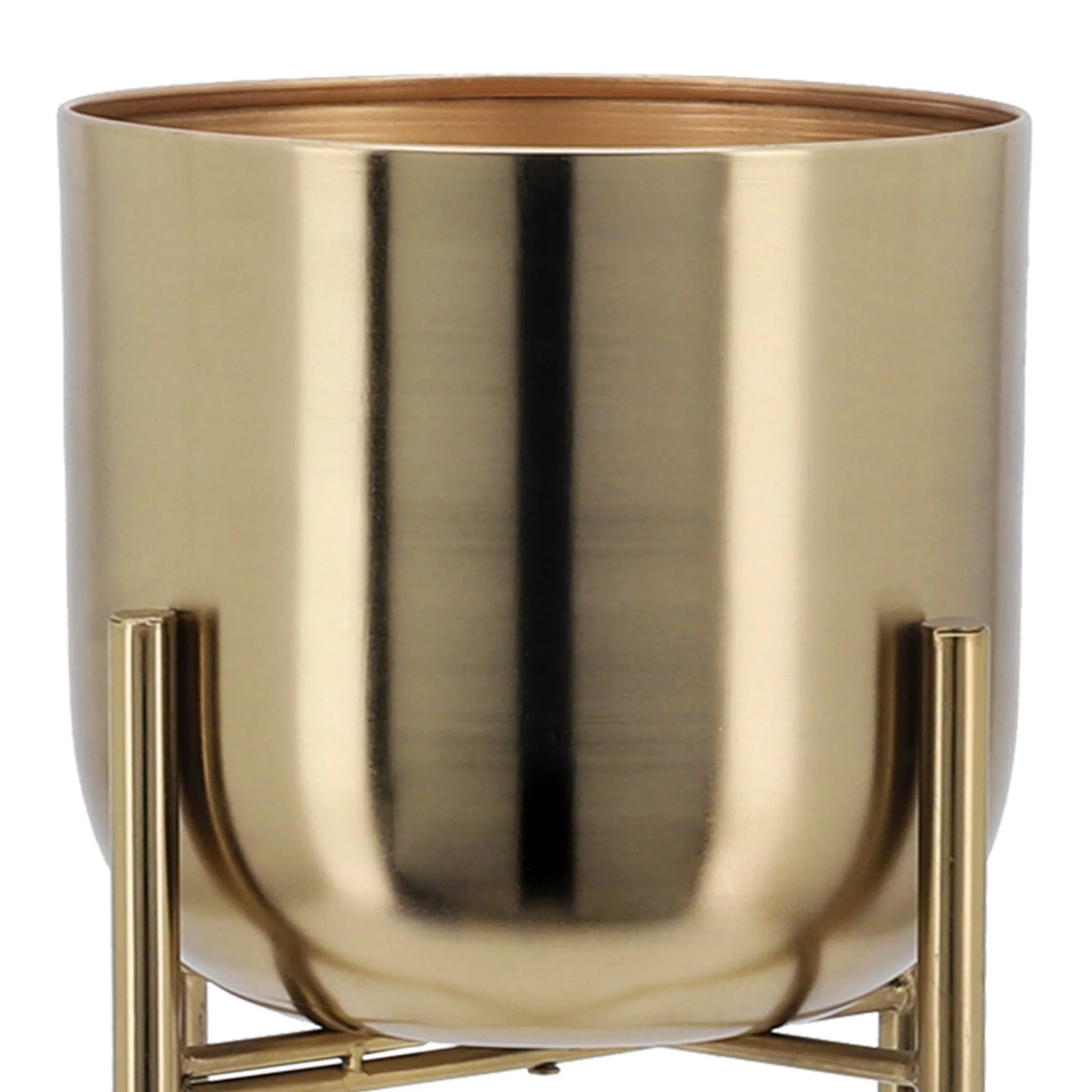 S/3 Metal Planters On Stand 40/30/20"h, Gold - Image 7