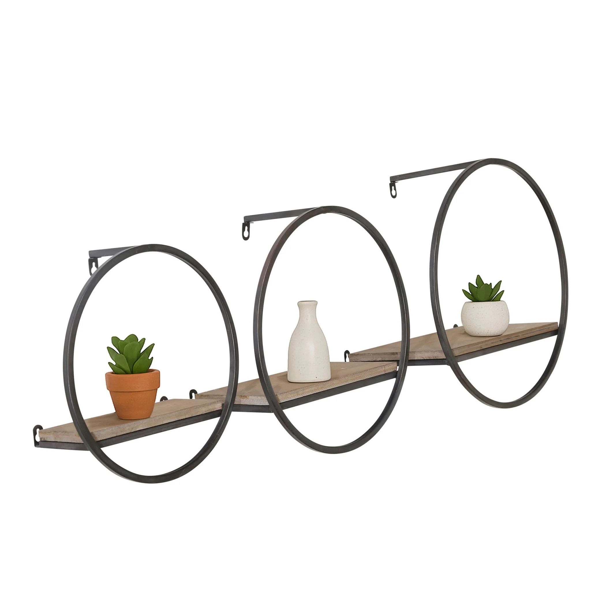 S/3 Wood/metal Wall Shelves - Image 2