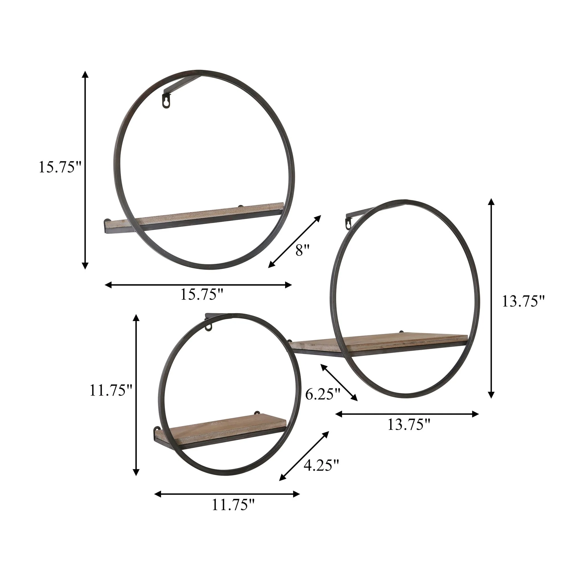 S/3 Wood/metal Wall Shelves - Image 5