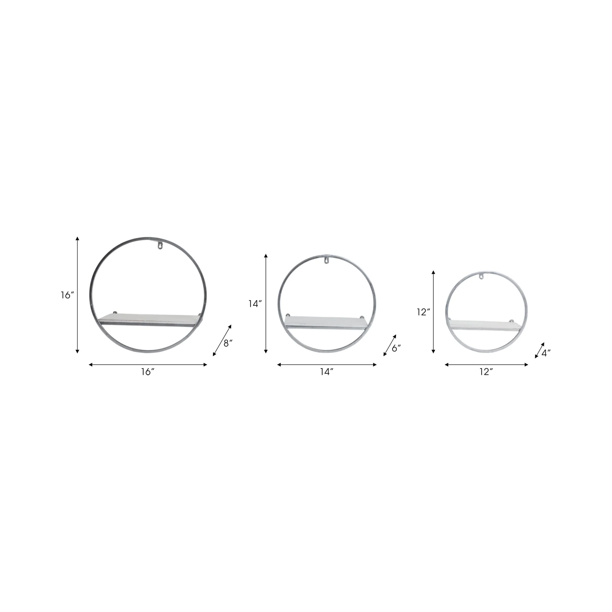 S/3 Wood/metal Wall Shelves, White/silver - Image 6