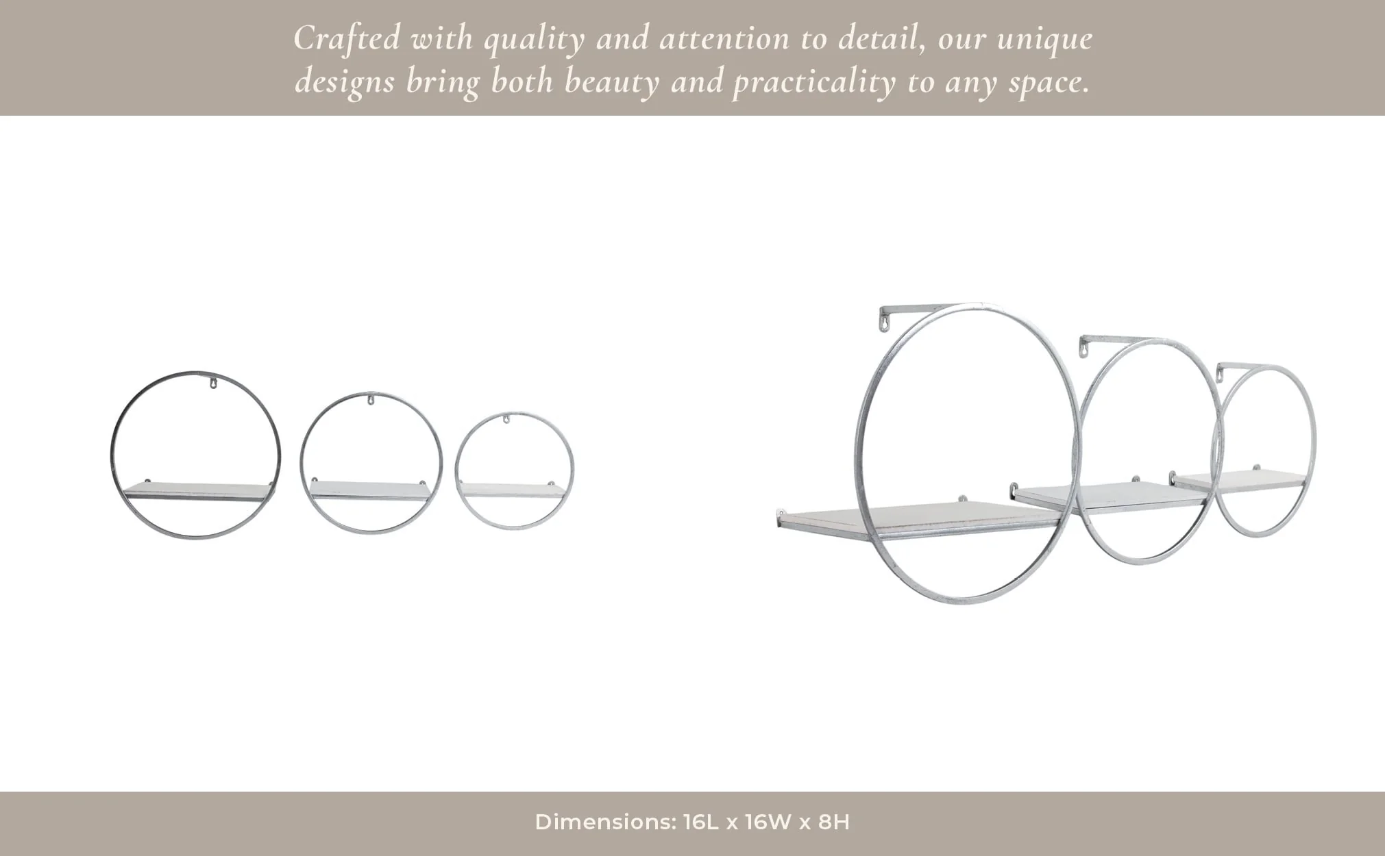 S/3 Wood/metal Wall Shelves, White/silver - Image 8