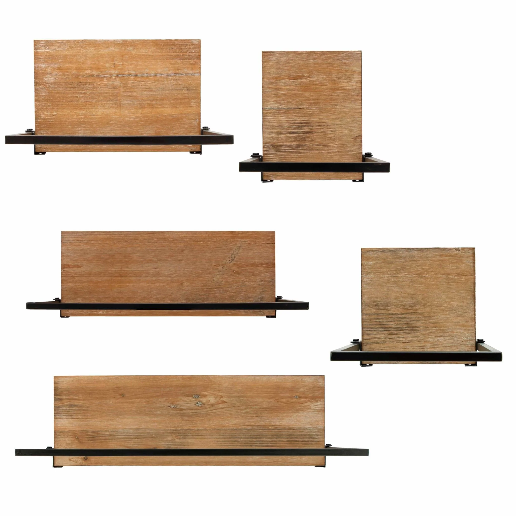 S/5 Wood/metal Wall Shelves - Image 4