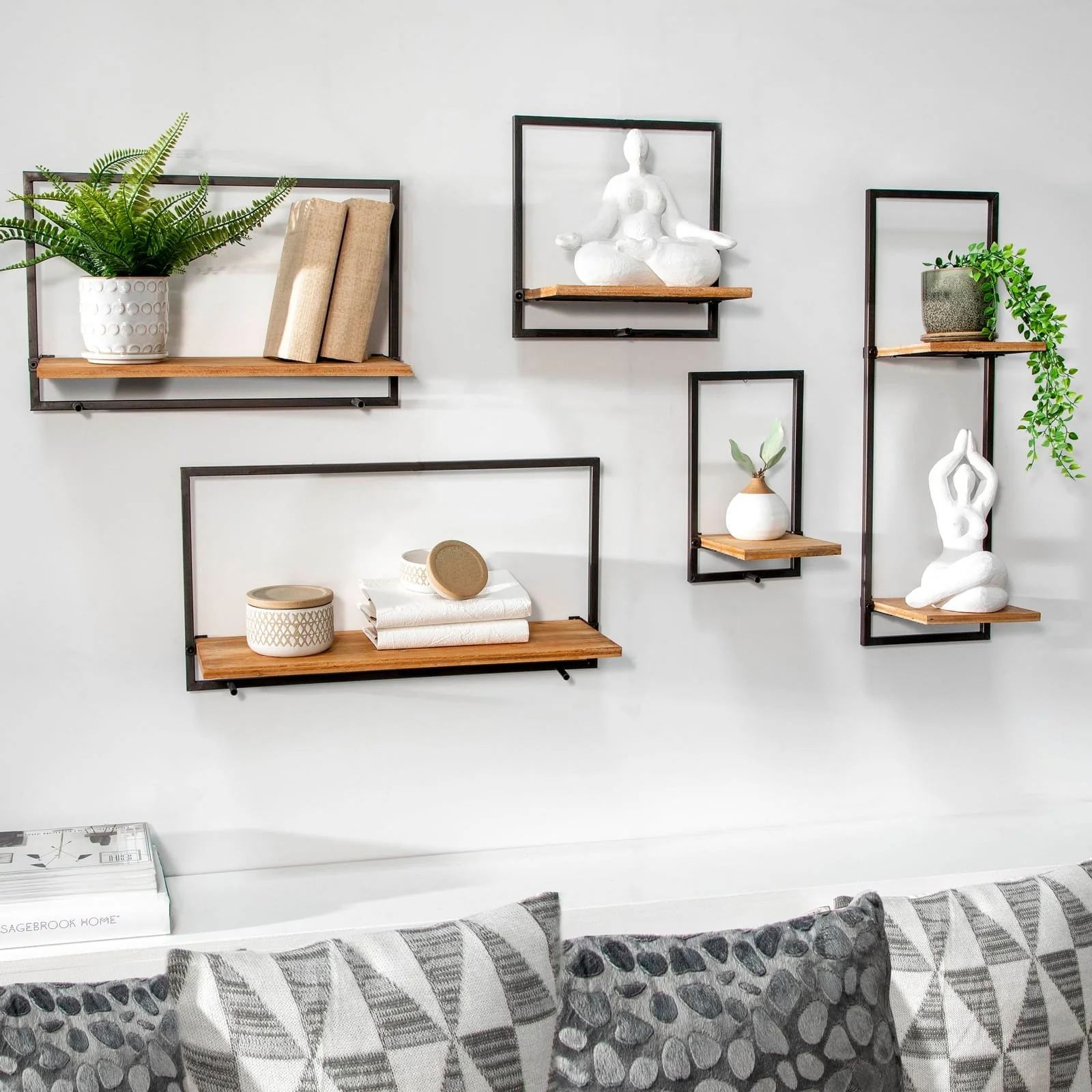 S/5 Wood/metal Wall Shelves - Image 8
