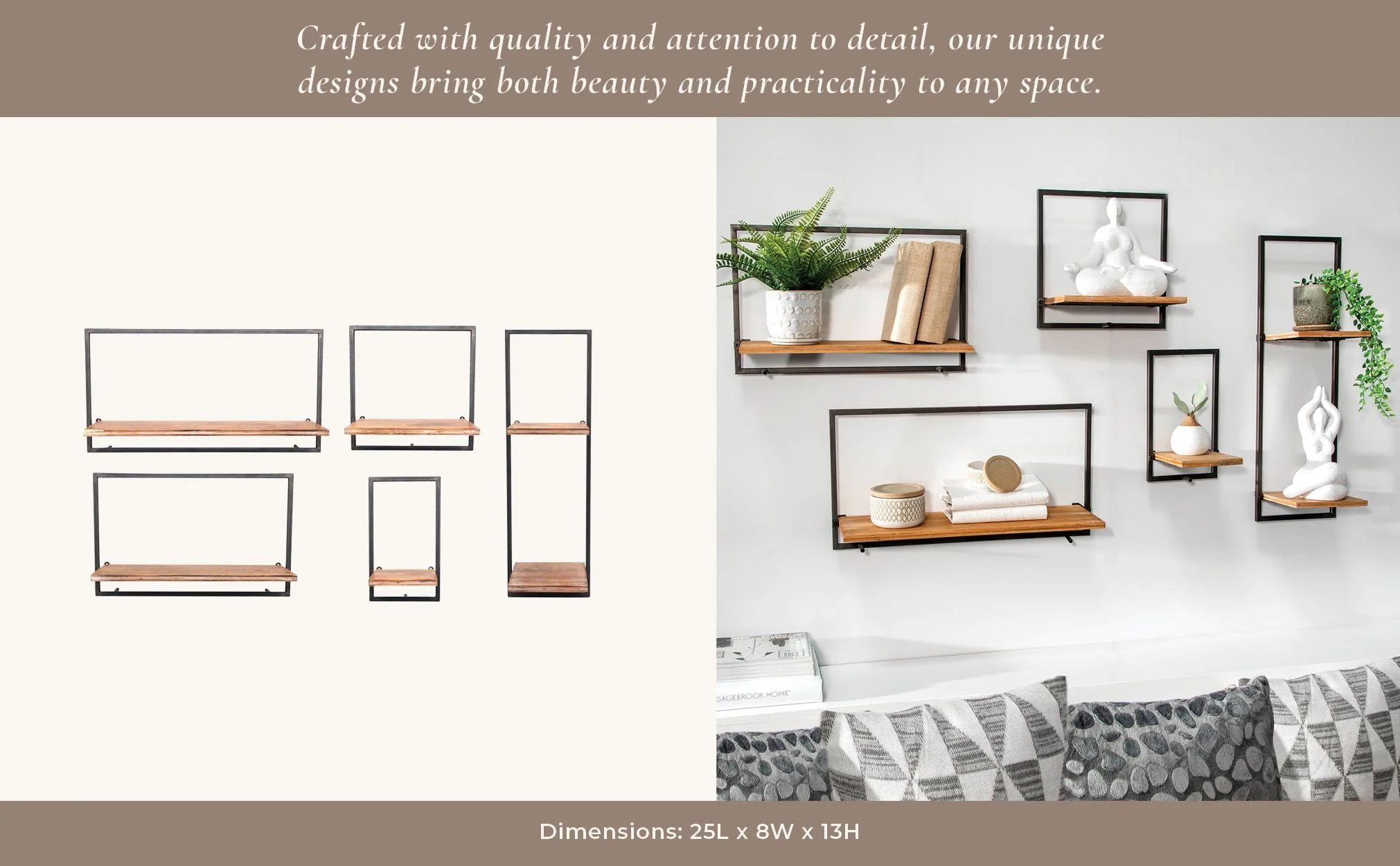 S/5 Wood/metal Wall Shelves - Image 9
