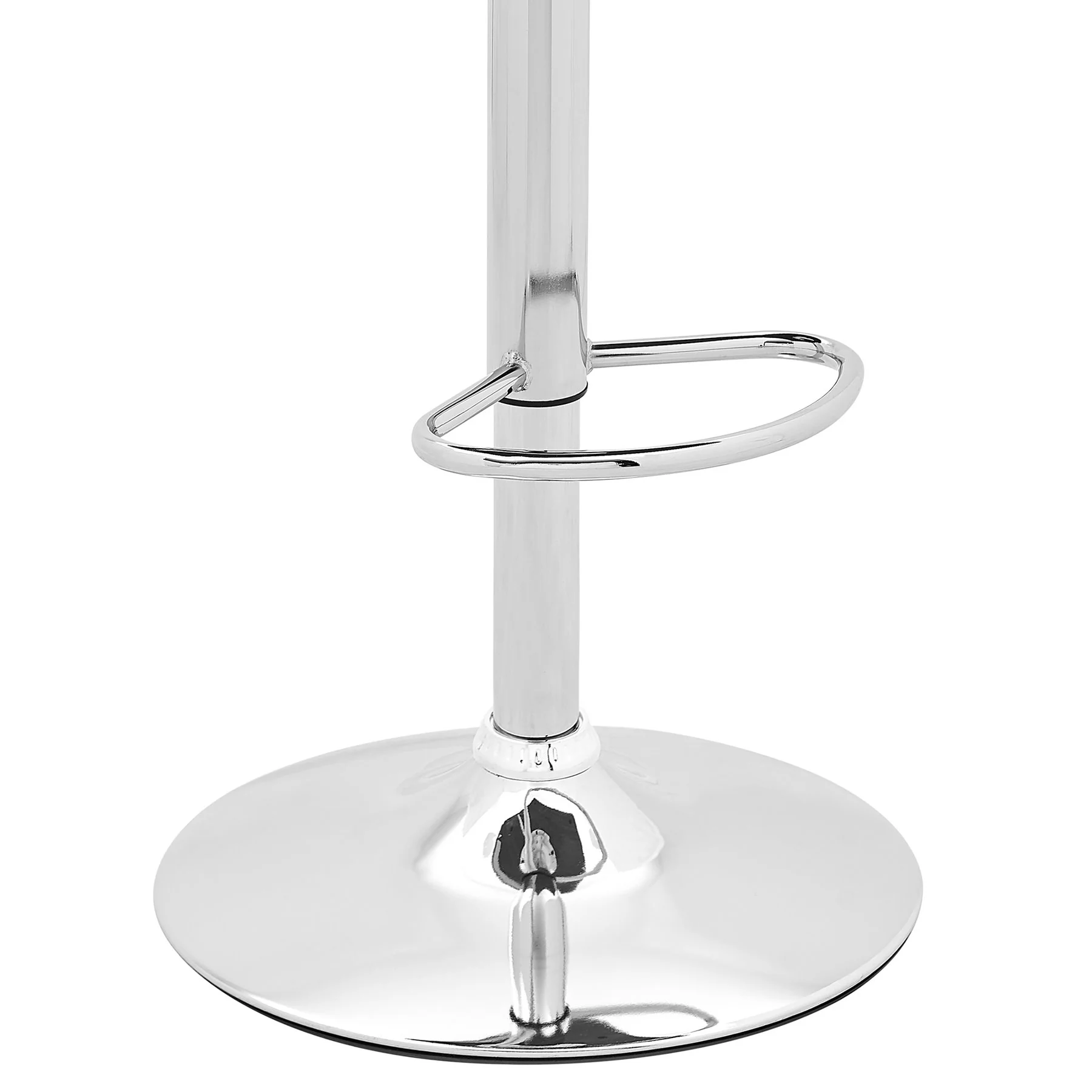 Sabine Adjustable Swivel Cream Faux Leather with Walnut Back and Chrome Bar Stool - Image 6