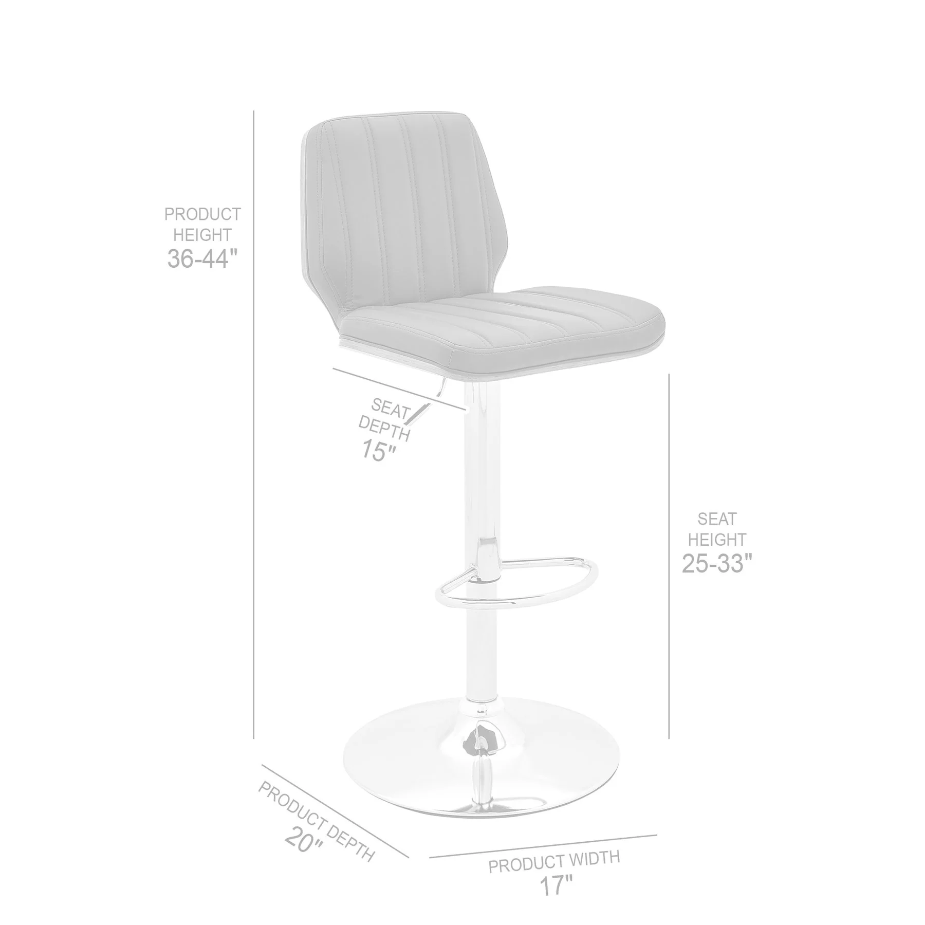 Sabine Adjustable Swivel Cream Faux Leather with Walnut Back and Chrome Bar Stool - Image 8