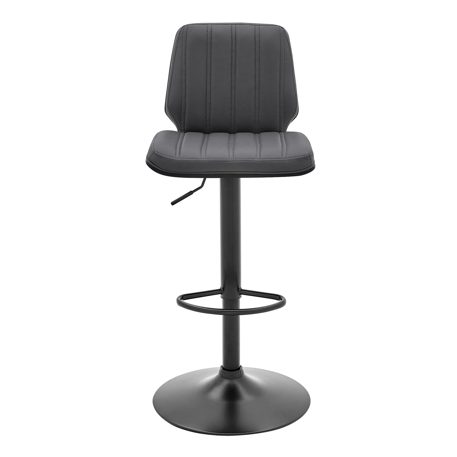 Sabine Adjustable Swivel Gray Faux Leather and Black Metal Bar Stool - Image 2