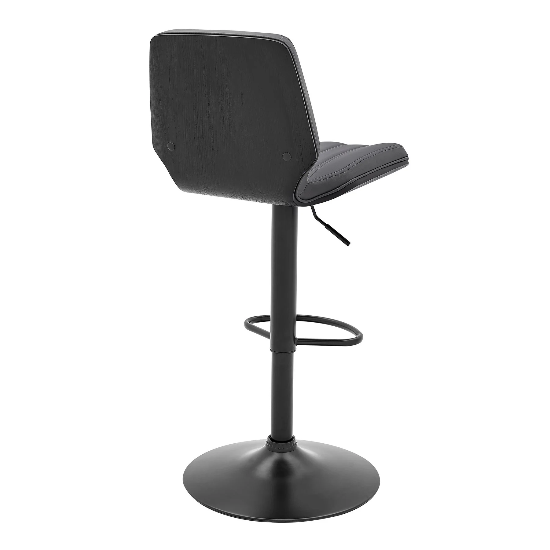 Sabine Adjustable Swivel Gray Faux Leather and Black Metal Bar Stool - Image 4