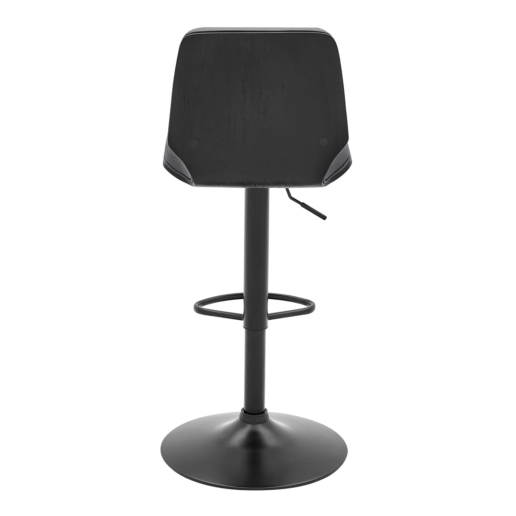Sabine Adjustable Swivel Gray Faux Leather and Black Metal Bar Stool - Image 5
