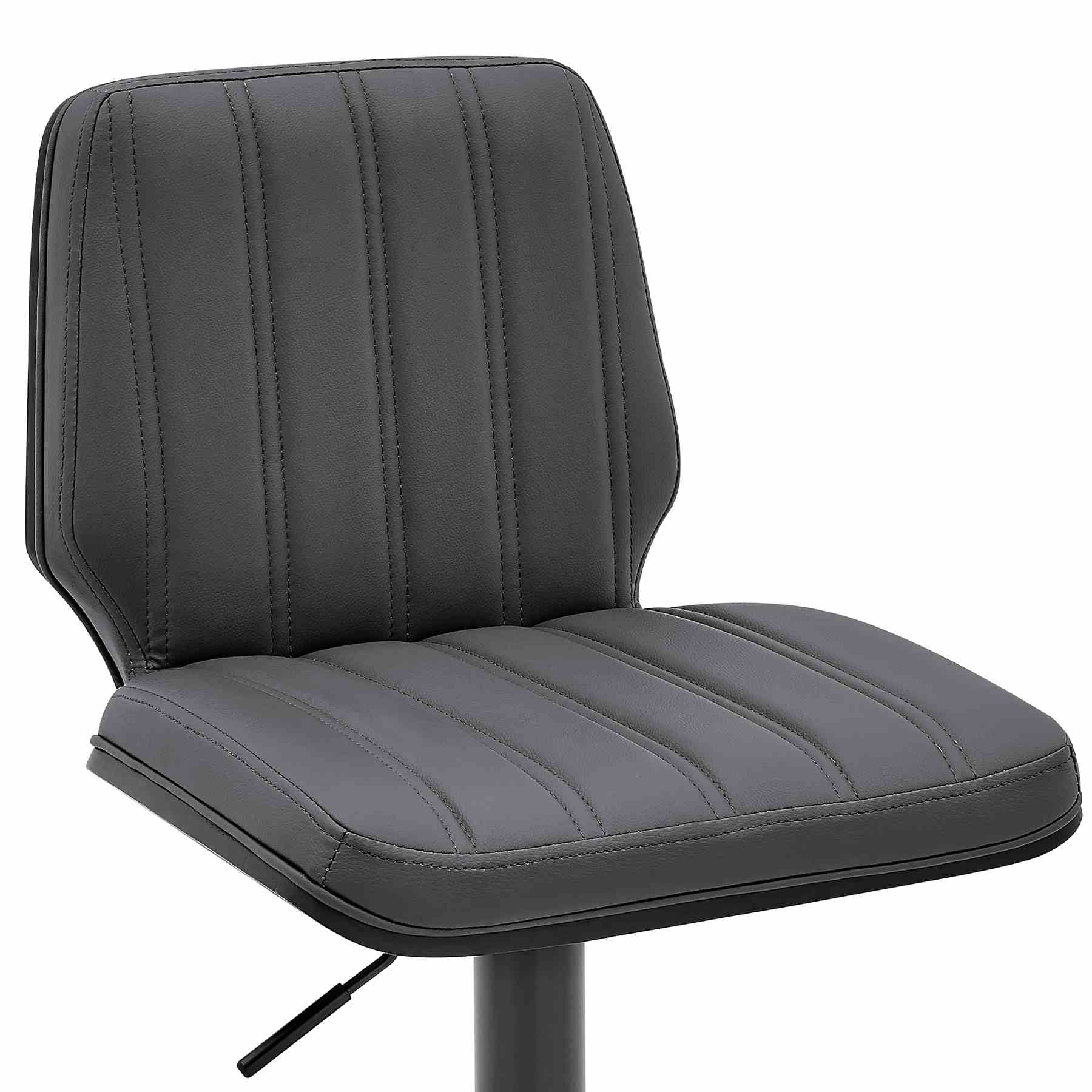 Sabine Adjustable Swivel Gray Faux Leather and Black Metal Bar Stool - Image 6