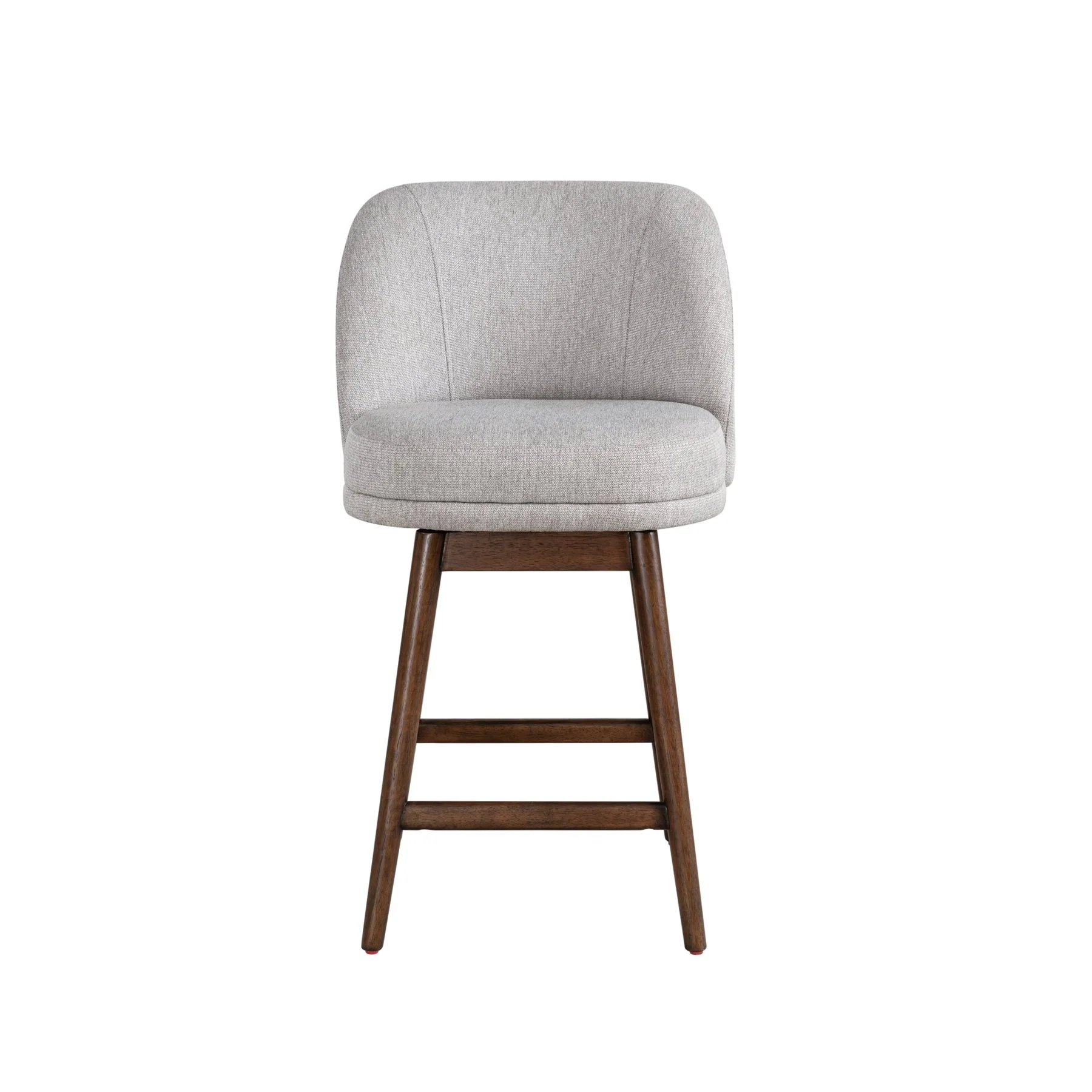 Sadie Brown Solid Wood Upholstered 26" Counter Height Swivel Barstool with Taupe Fabric Seat - Image 2