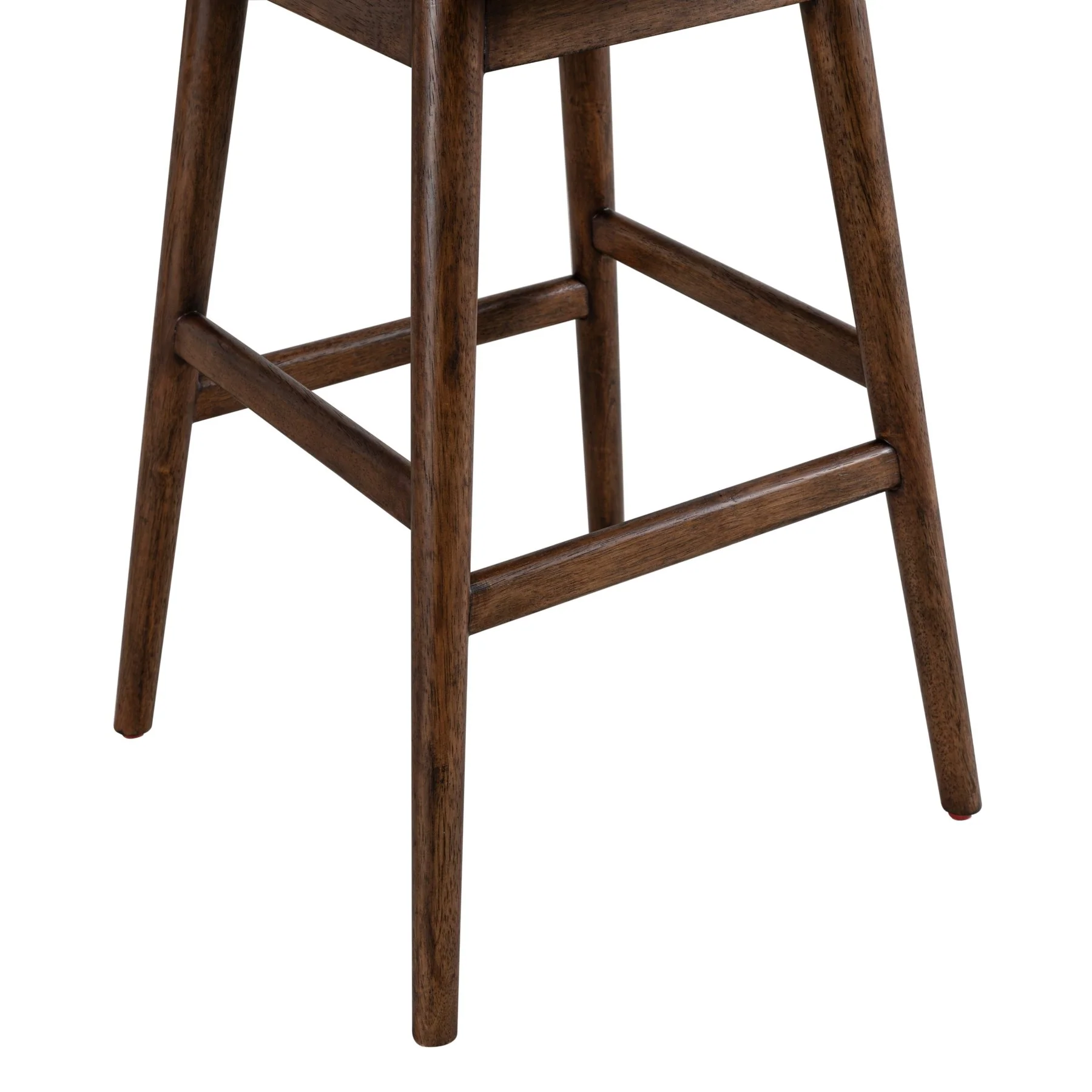 Sadie Brown Solid Wood Upholstered 30" Bar Height Swivel Barstool with Taupe Fabric Seat - Image 6