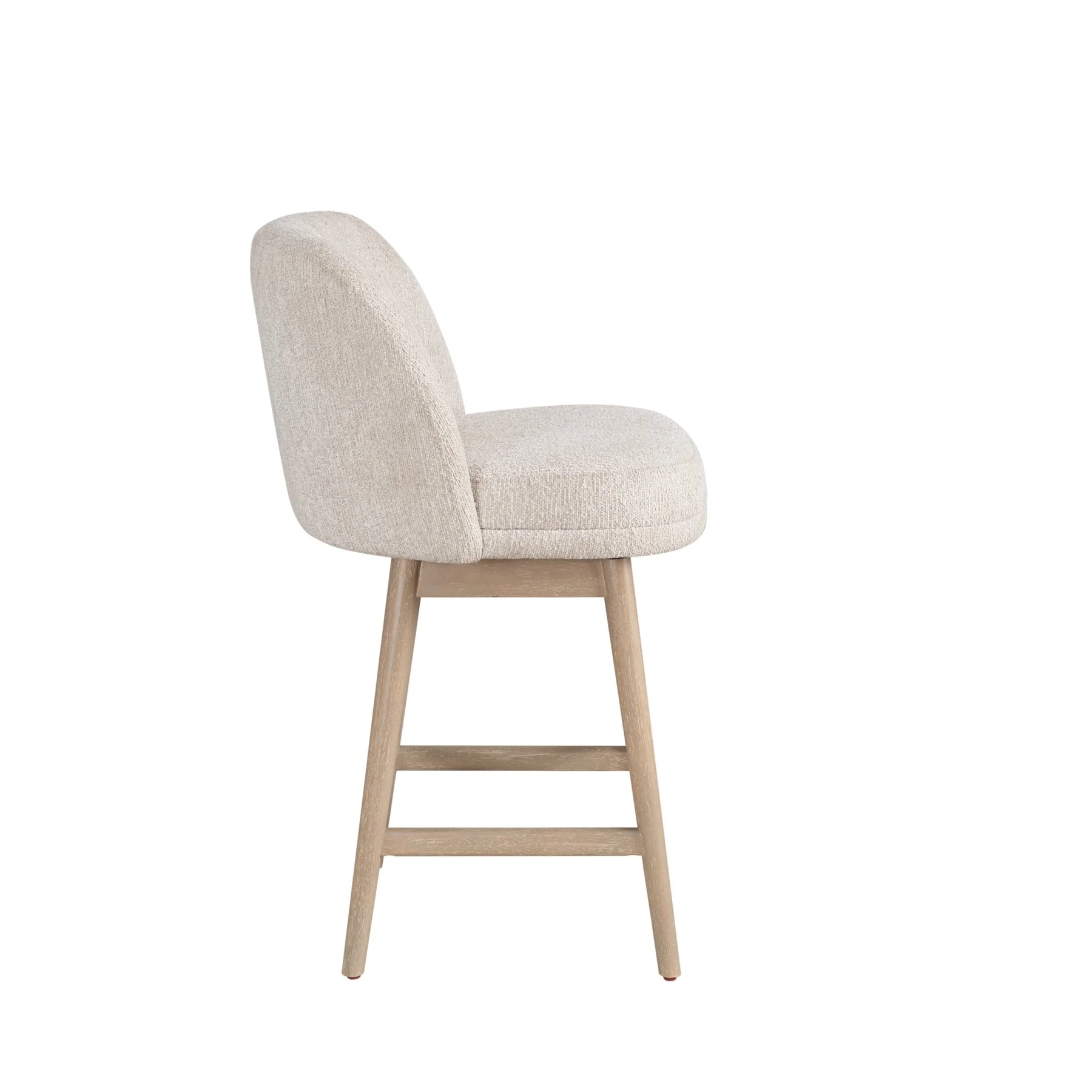 Sadie Solid Wood Upholstered 26" Counter Height Swivel Barstool with Ancient Stone Fabric Seat - Image 3