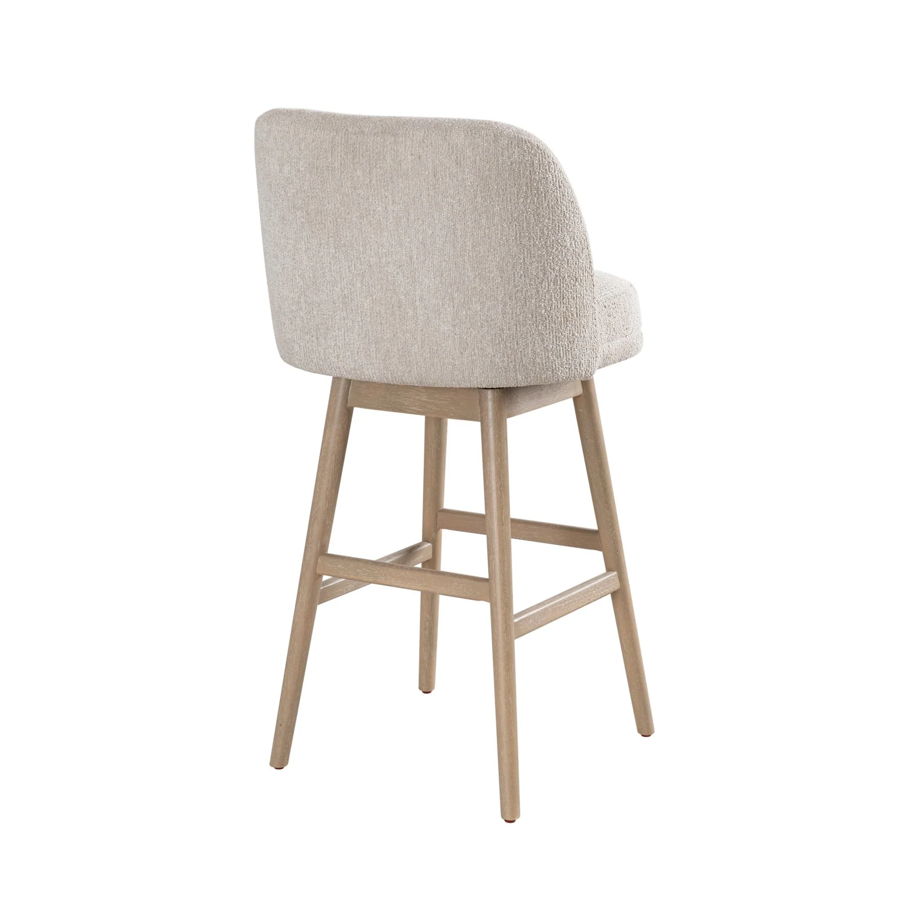 Sadie Solid Wood Upholstered 30" Bar Height Swivel Barstool with Ancient Stone Fabric Seat - Image 4