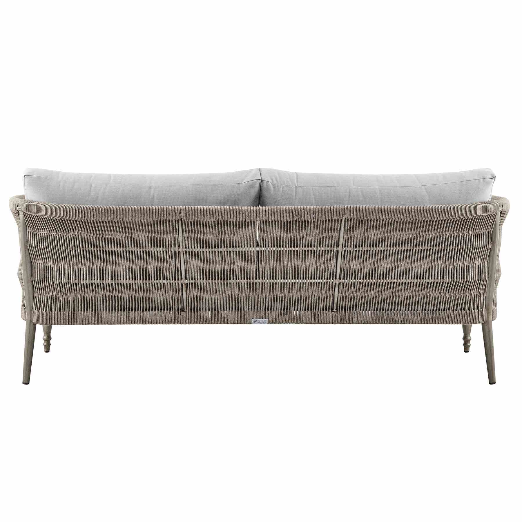 Safari Aluminum and Rope Outdoor Sofa in Brown with Gray Cushions - Image 3