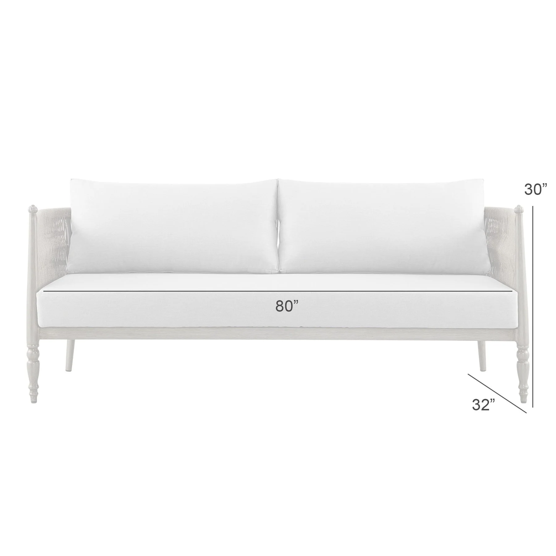 Safari Aluminum and Rope Outdoor Sofa in Brown with Gray Cushions - Image 4