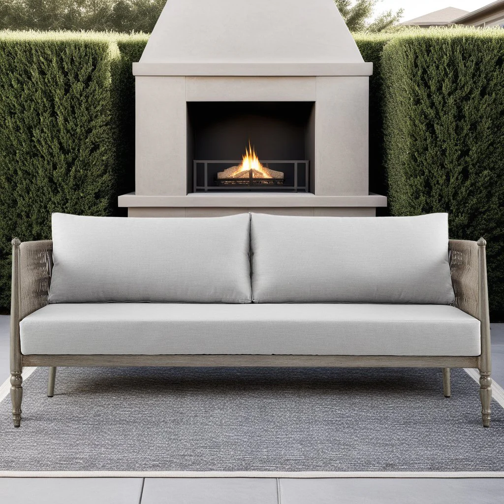 Safari Aluminum and Rope Outdoor Sofa in Brown with Gray Cushions - Image 5