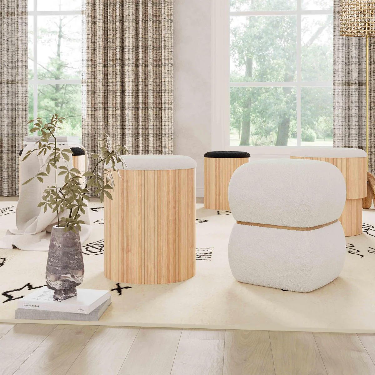 Sagano White Tiered Storage Ottoman - Image 2