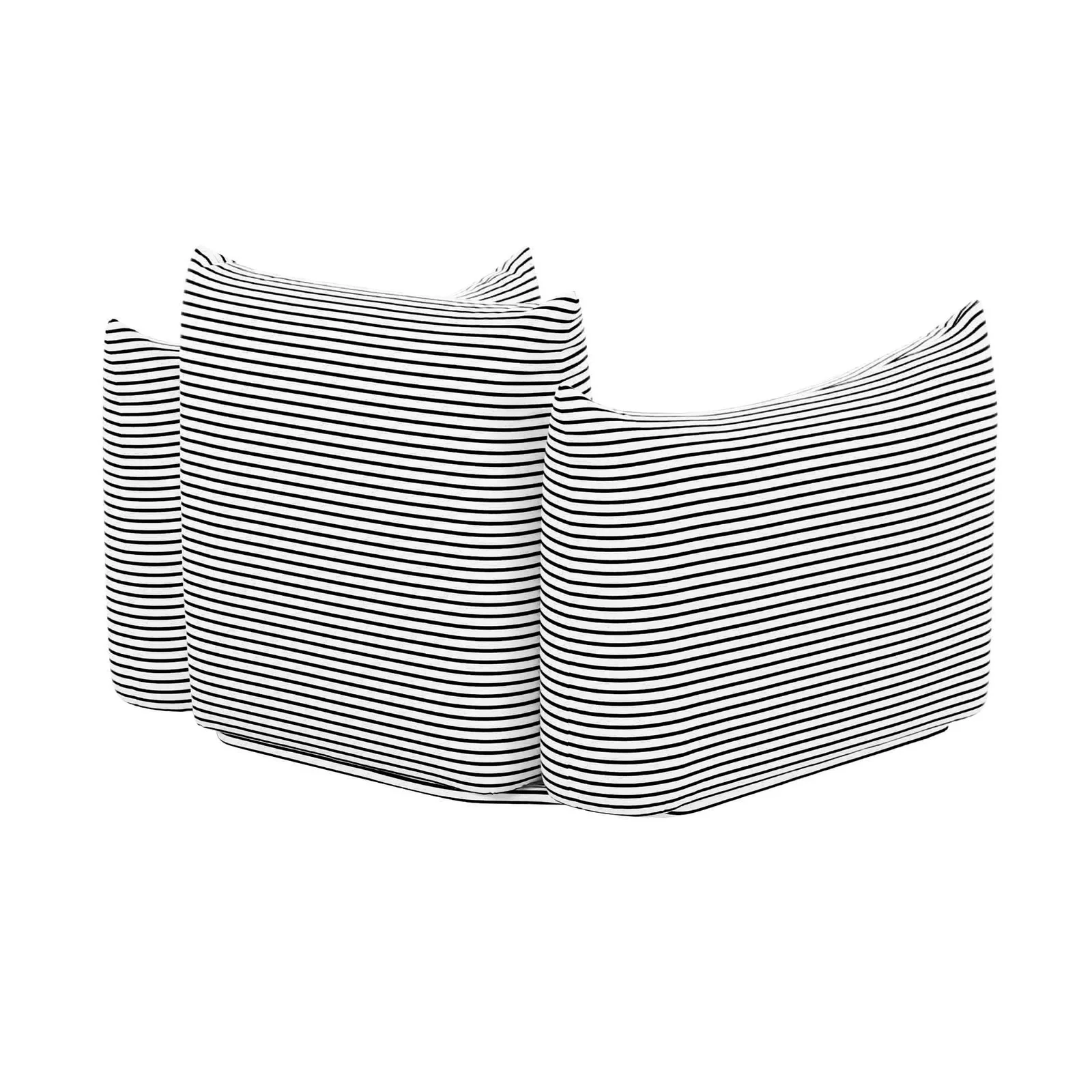 Saint Tropez Pearl and Black Striped Stuffed Outdoor Armchair - Image 4