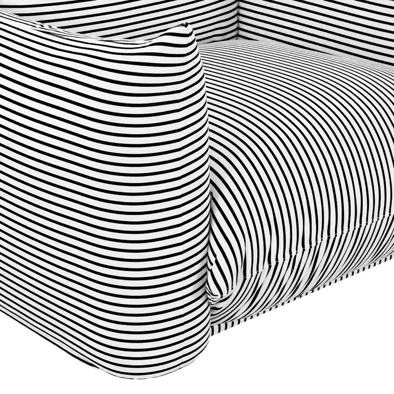 Saint Tropez Pearl and Black Striped Stuffed Outdoor Armchair - Image 5