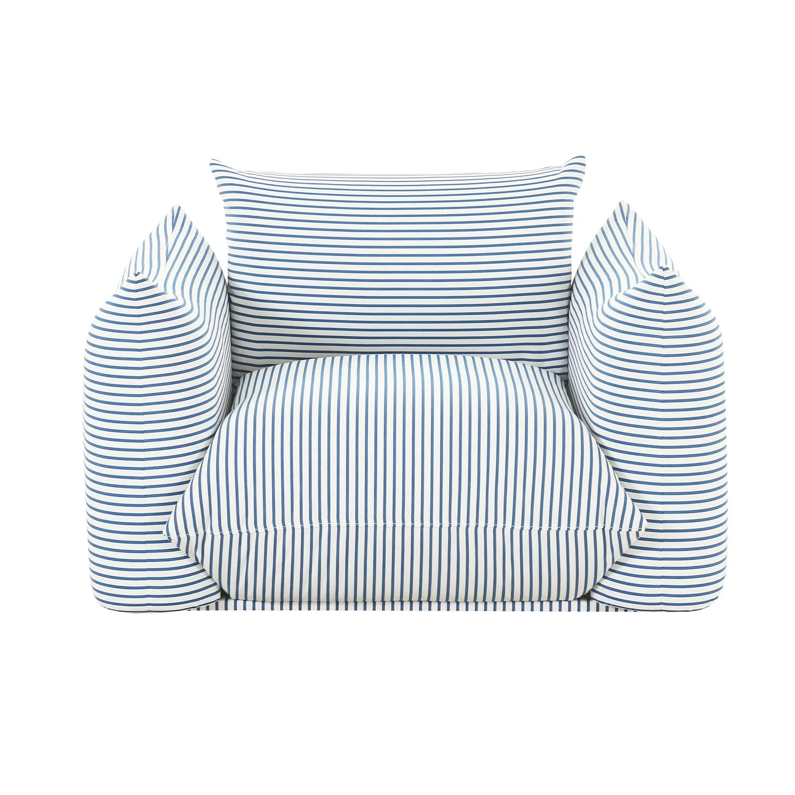 Saint Tropez Pearl and Blue Striped Stuffed Outdoor Armchair - Image 3