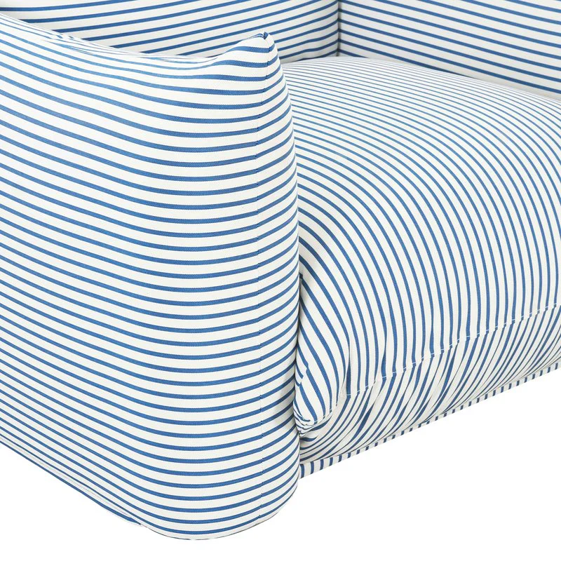 Saint Tropez Pearl and Blue Striped Stuffed Outdoor Armchair - Image 5