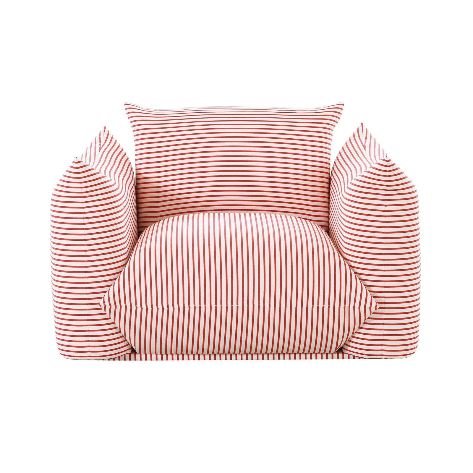 Saint Tropez Pearl and Red Striped Stuffed Outdoor Armchair - Image 3