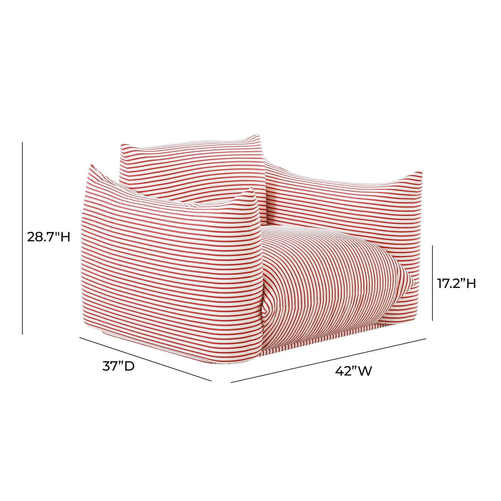 Saint Tropez Pearl and Red Striped Stuffed Outdoor Armchair - Image 6