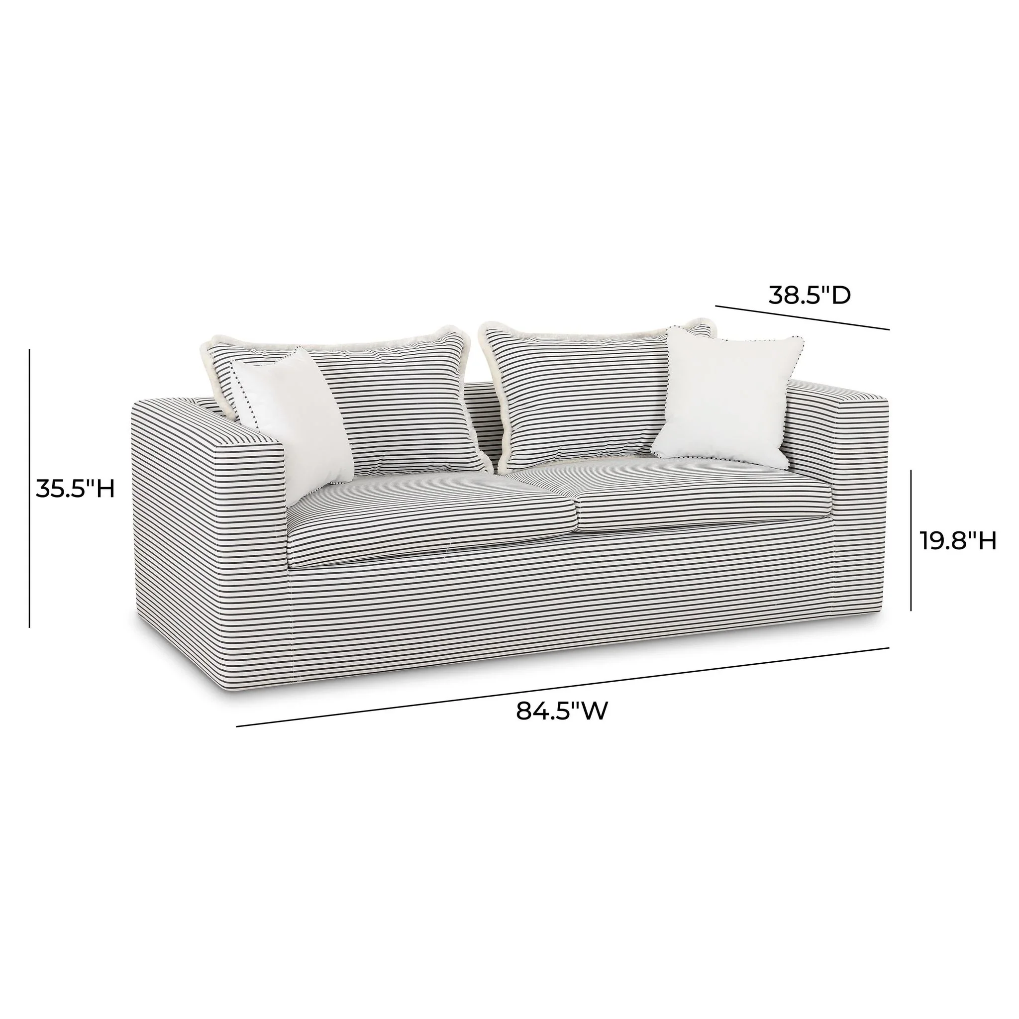Salty Black Striped Indoor/Outdoor Sofa - Image 6
