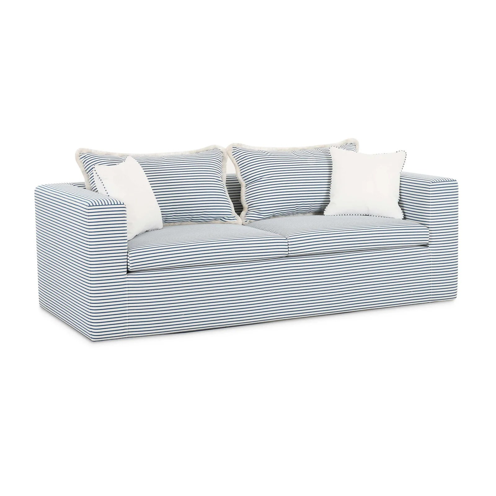 Salty Blue Striped Indoor/Outdoor Sofa - Image 3