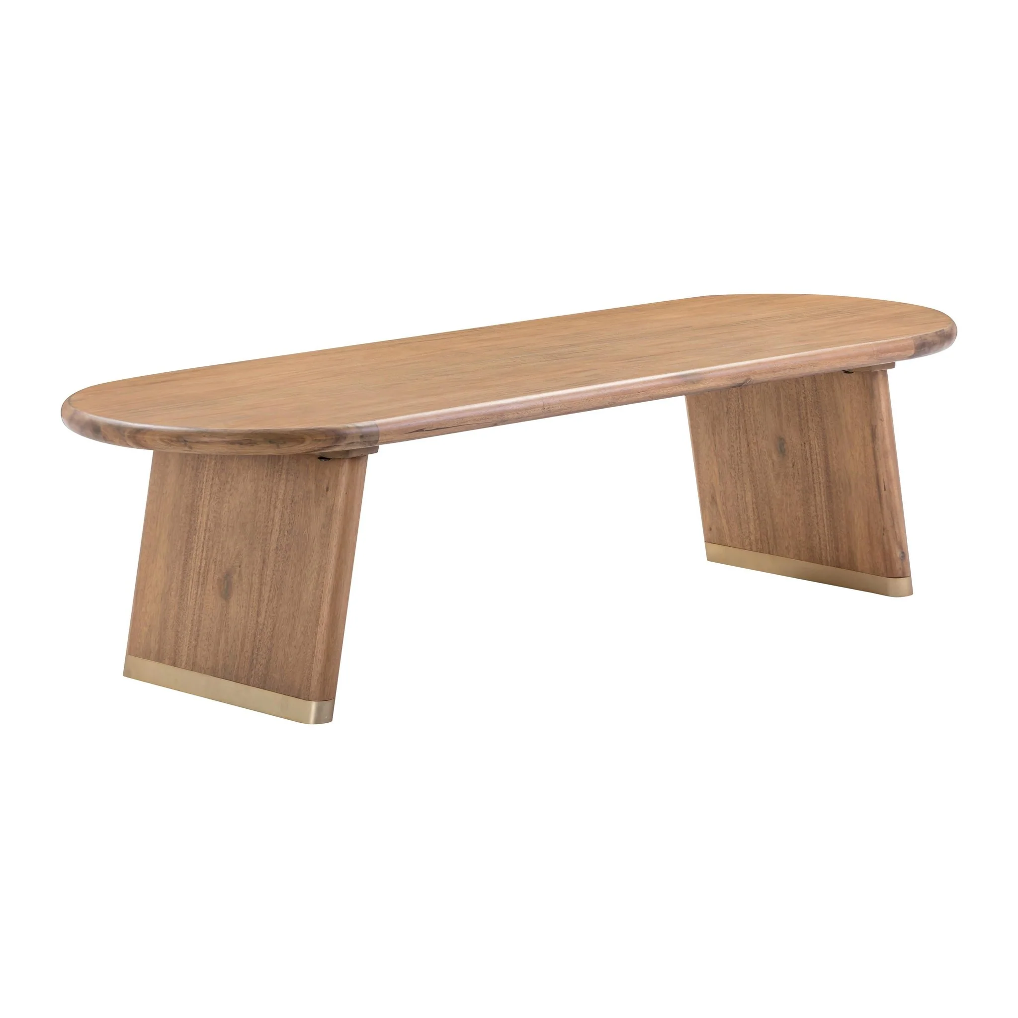 Samantha Cognac Acacia Bench with Boucle Seat - Image 3