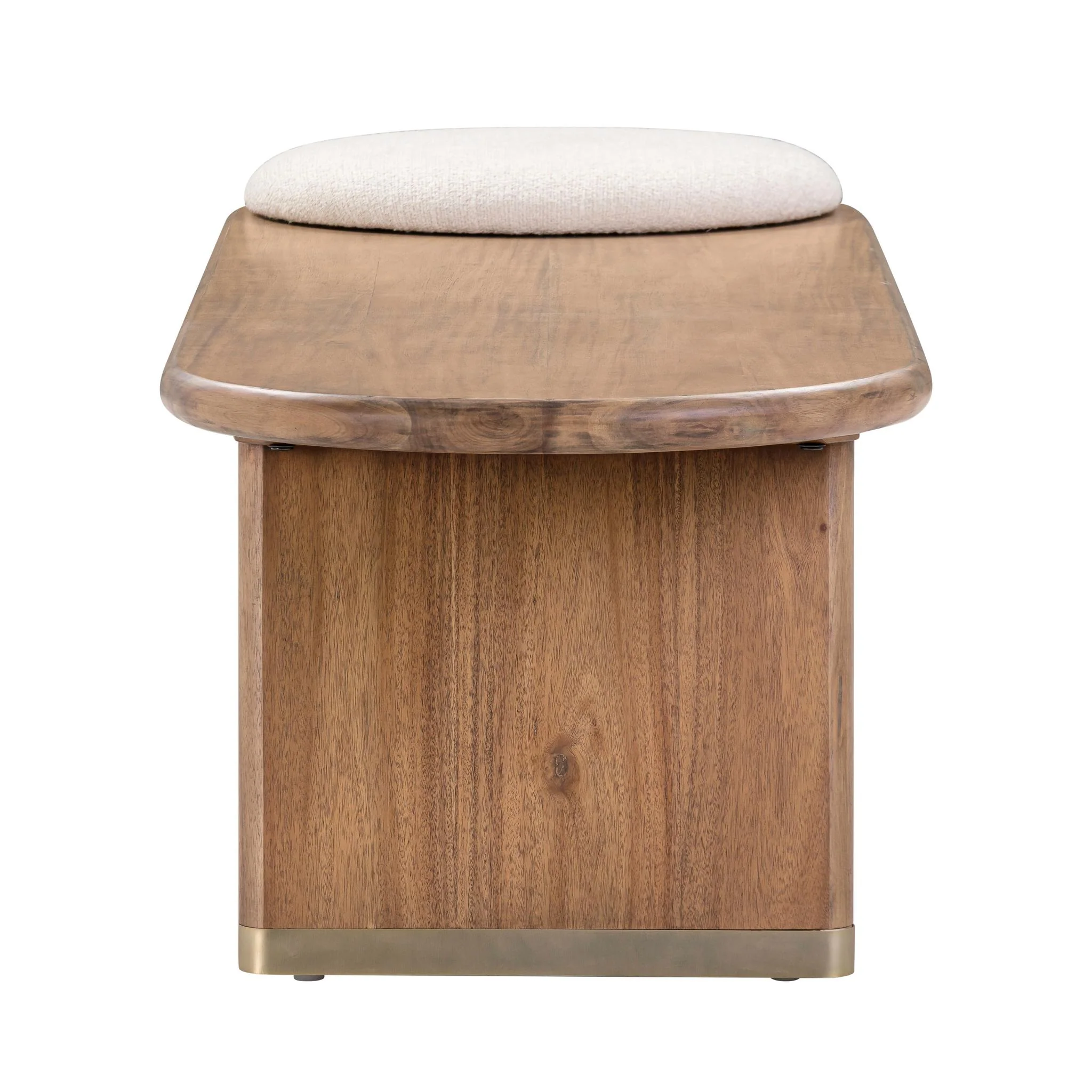 Samantha Cognac Acacia Bench with Boucle Seat - Image 6