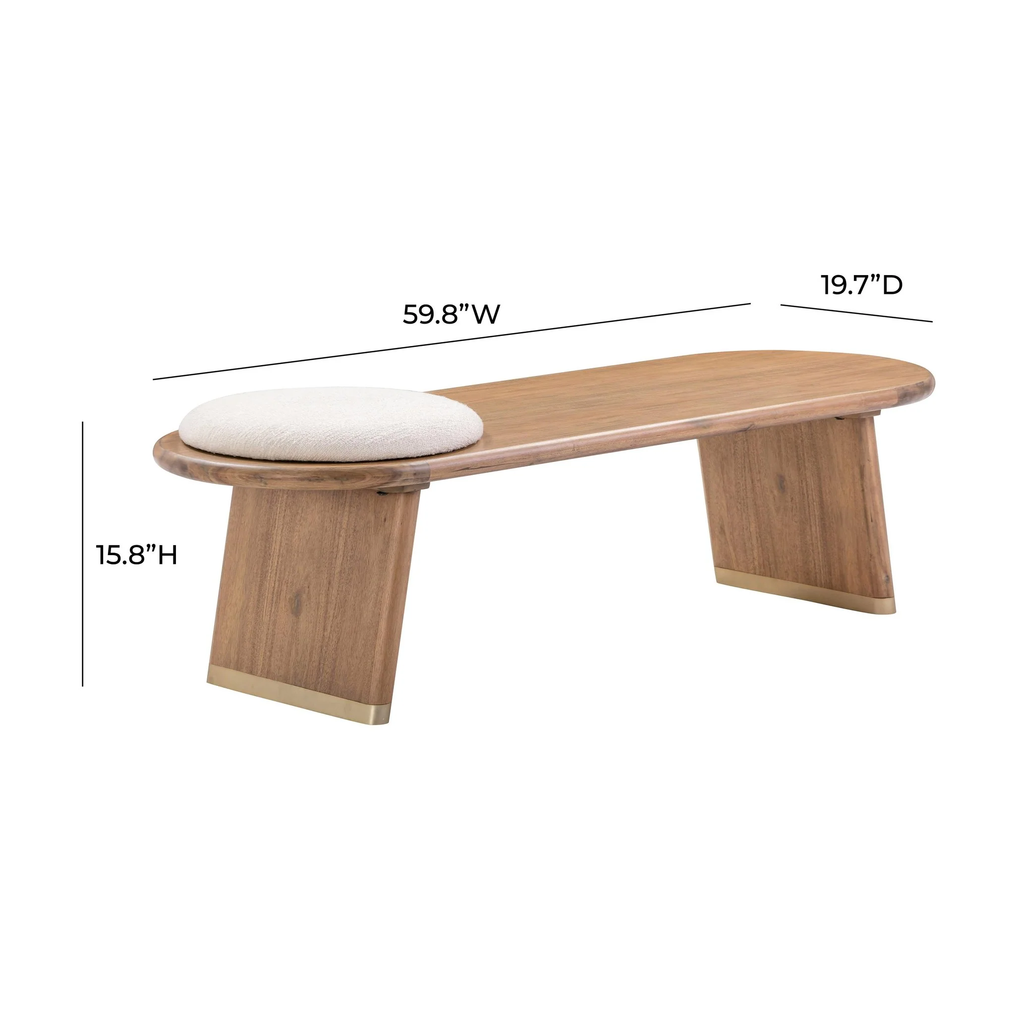 Samantha Cognac Acacia Bench with Boucle Seat - Image 9