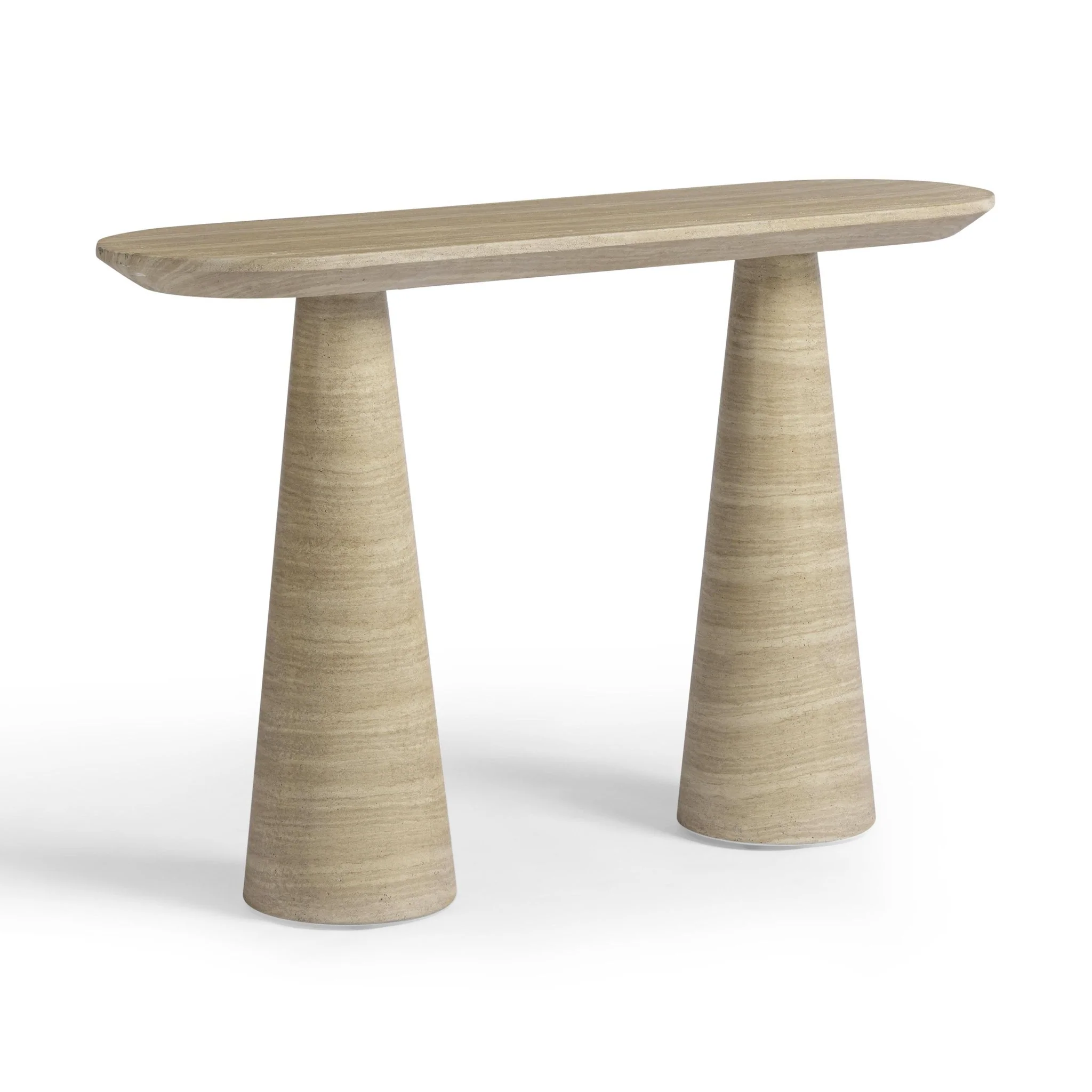 Sandra Faux Travertine Indoor/Outdoor Console Table - Image 3
