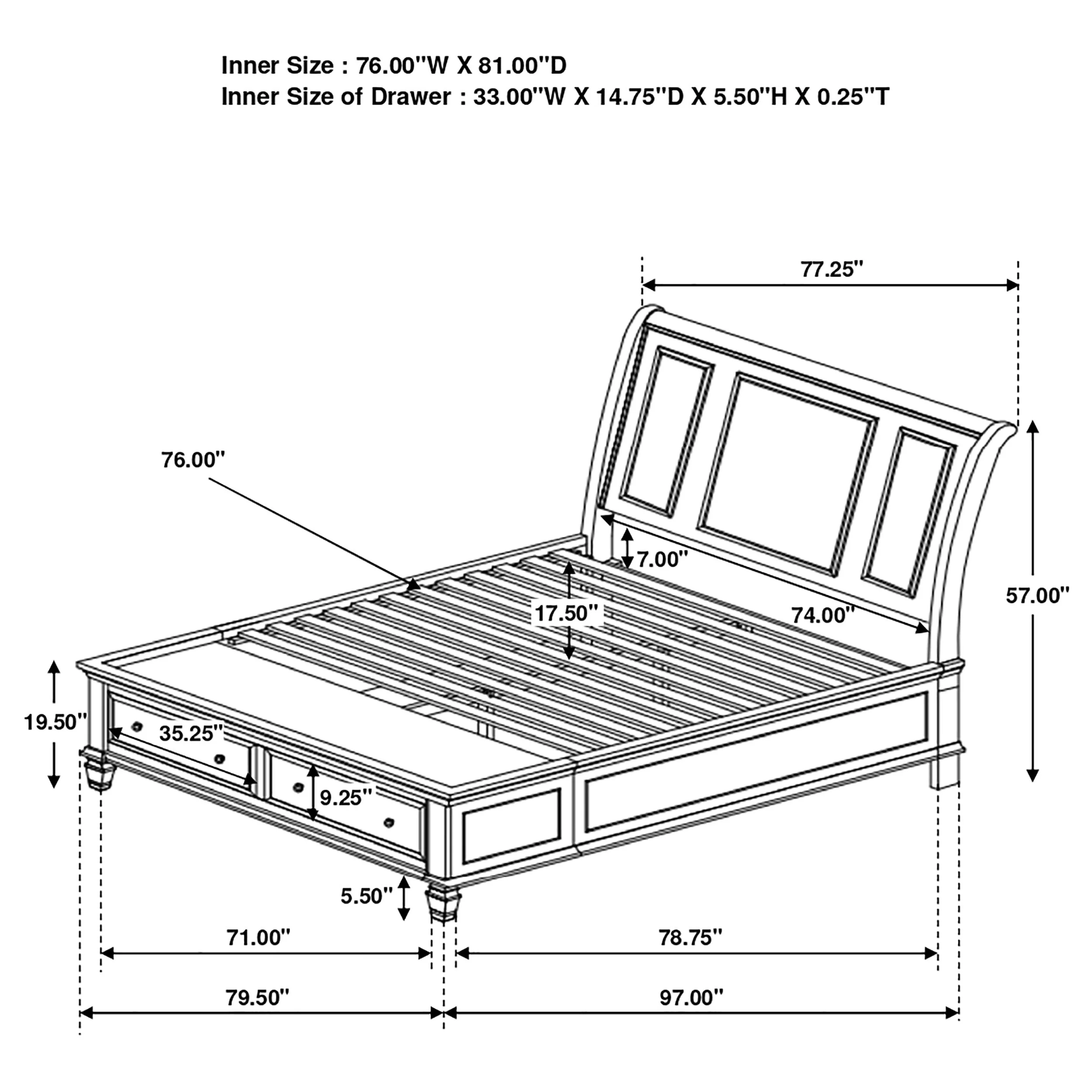 Sandy Beach Panel Platform Storage Bed - Image 15